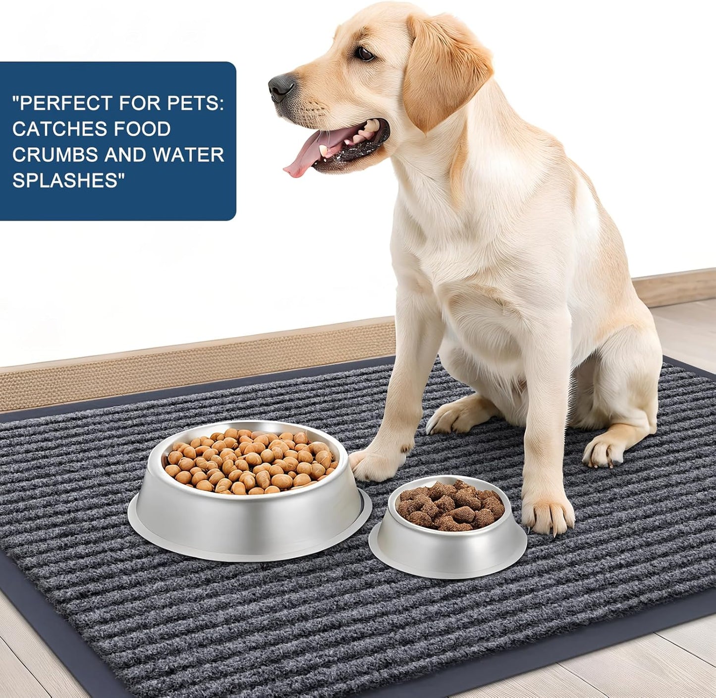 OLANLY Front Door Mat Indoor Outdoor Entrance, Waterproof Heavy Duty Doormat, Fade Resistant, Low Profile, Easy Clean Patio Porch Welcome Floor Mats for Entry, 59x24, Grey