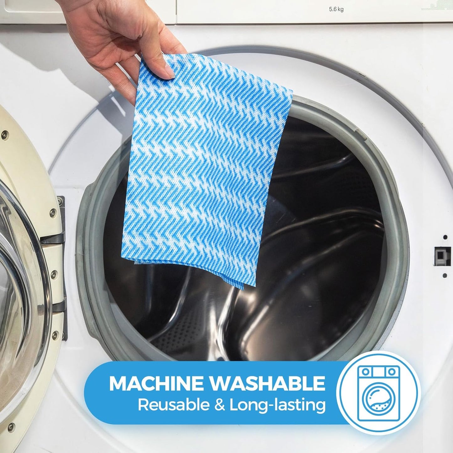 Handi Wipes Reusable Cloths Disposable Cleaning Towels Dry Kitchen Wipes Reusable Dish Towel Washcloths Dry Fast Multi-Purpose Heavy Duty Towels, Thick and Absorbnet, Blue, Pack of 120