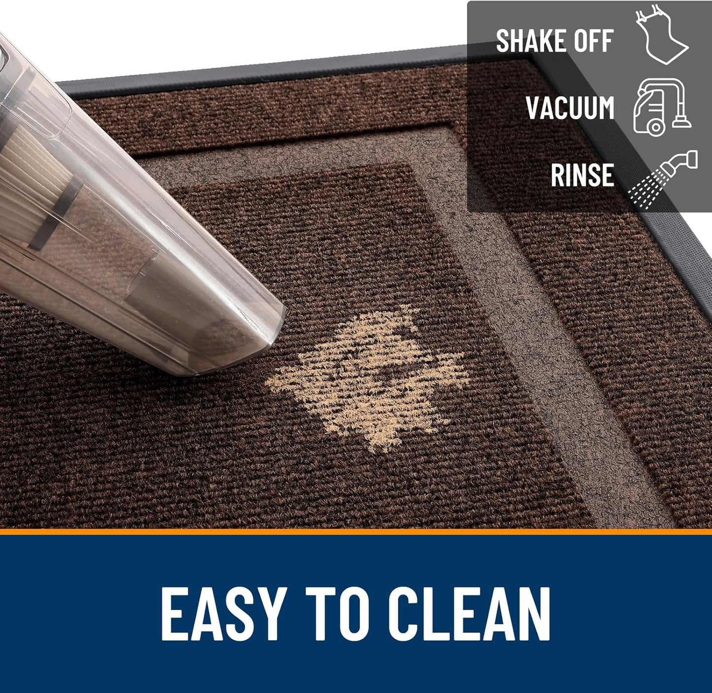 OLANLY Front Door Mat Indoor Outdoor Entrance, Waterproof All-Season, All-Weather Doormat, Sturdy Natural Rubber, Fade Resistant, Low Profile, Easy Clean Patio Porch Entryway Mat, 59x35, Dark Brown