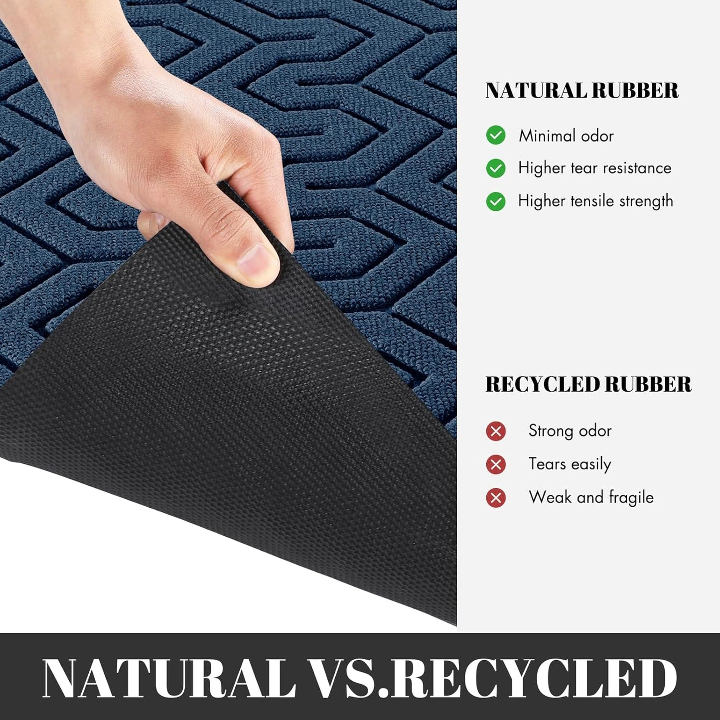 Yimobra Extra Large Door Mat Outside Entrance 60x32, Waterproof Heavy Duty Outdoor Mats for Front Door, Non Slip Rubber Entry Mat for Garage Patio, Easy Clean, Blue