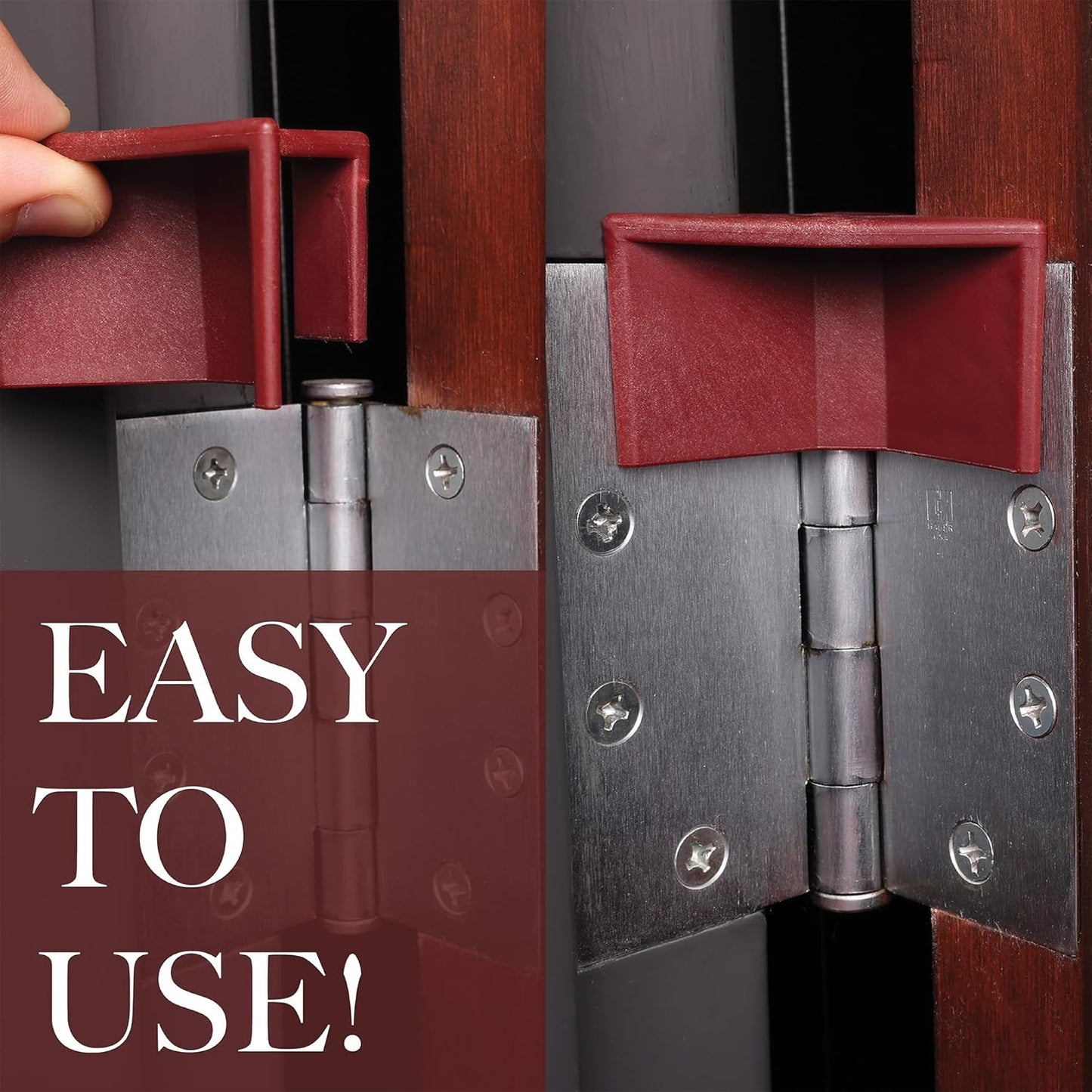 Modern Door Stop – Plastic Door Stopper for Hinged- Easy Install Mounted Hinge Stop Restrictor - Opening Stopper Wedge for Home - Ideal for Hotels, Hospitals & Schools - Red