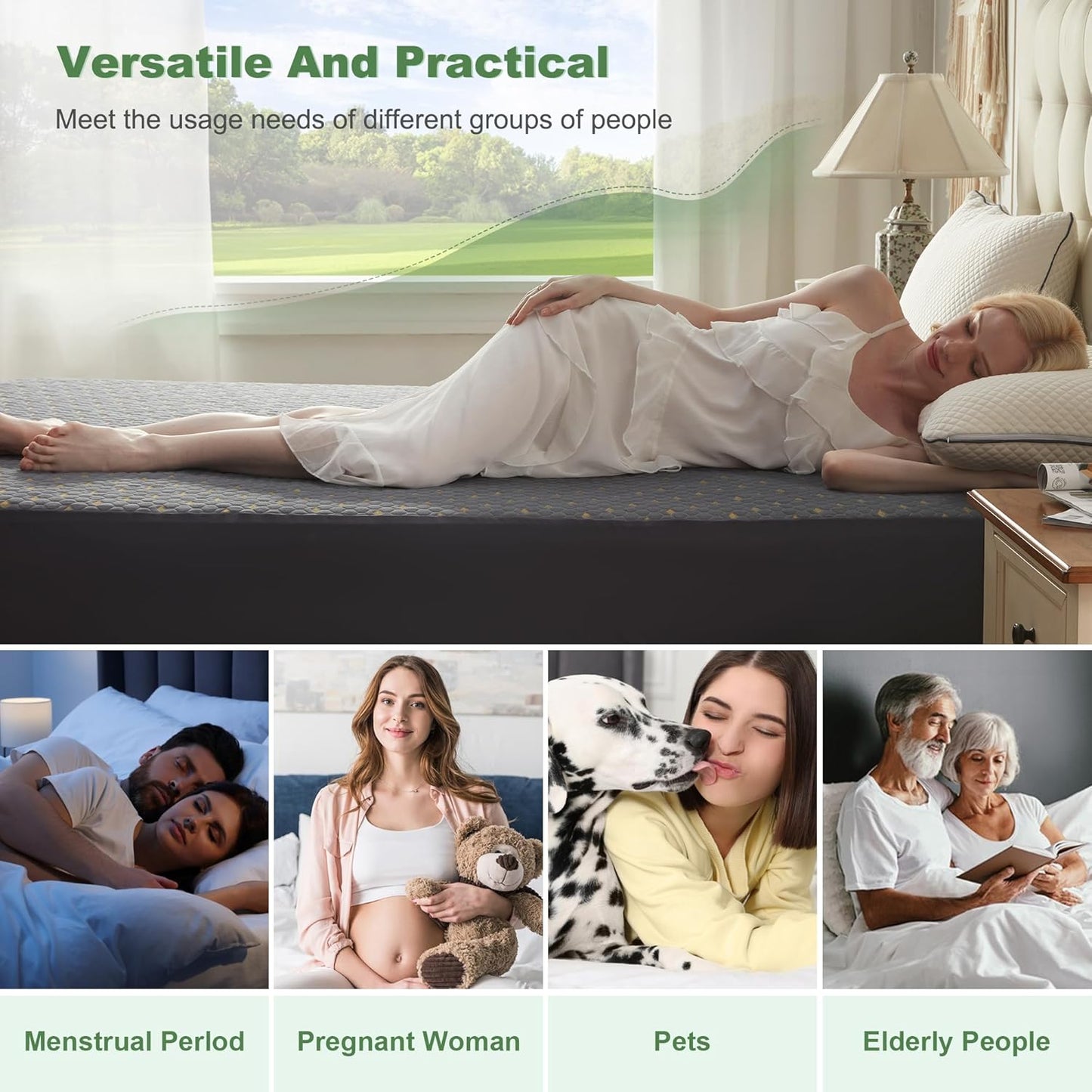 Waterproof Mattress Protector, Twin Size Mattress Pad Fitted 6"-15" Deep Pocket, 3D Air Fabric Soft Breathable Bed Mattress Cover Noiseless Washable (Carbon Gray)