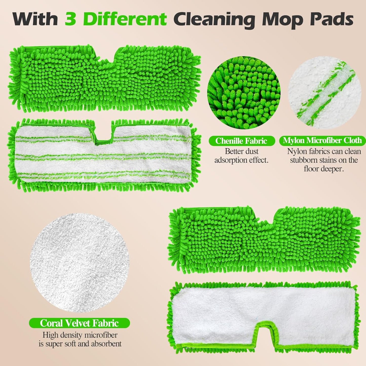 MASTERTOP Microfiber Mops for Floor Cleaning, Double-Sided Dust Mop with 4 Reusable & Washable Mop Pads, Wet Dry Flat Mop with Extension Stainless Steel Handle for Hardwood, Vinyl, Laminate