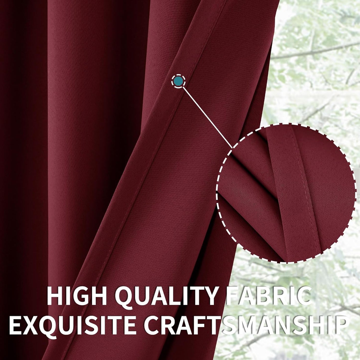 BGment Short Burgundy Blackout Curtains 36 Inches Length for Kitchen Window Over Sink - Half Window Drapes with Rod Pocket Privacy for Cafe Bathroom, 34 x 36 Inch, 2 Panels