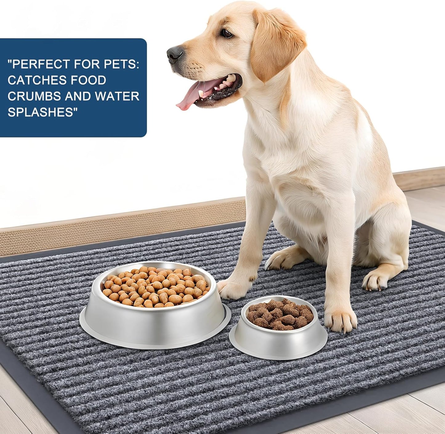 OLANLY Front Door Mat Indoor Outdoor Entrance, Waterproof Heavy Duty Doormat, Fade Resistant, Low Profile, Easy Clean Patio Porch Welcome Floor Mats for Entry, 33x21, Light Gray