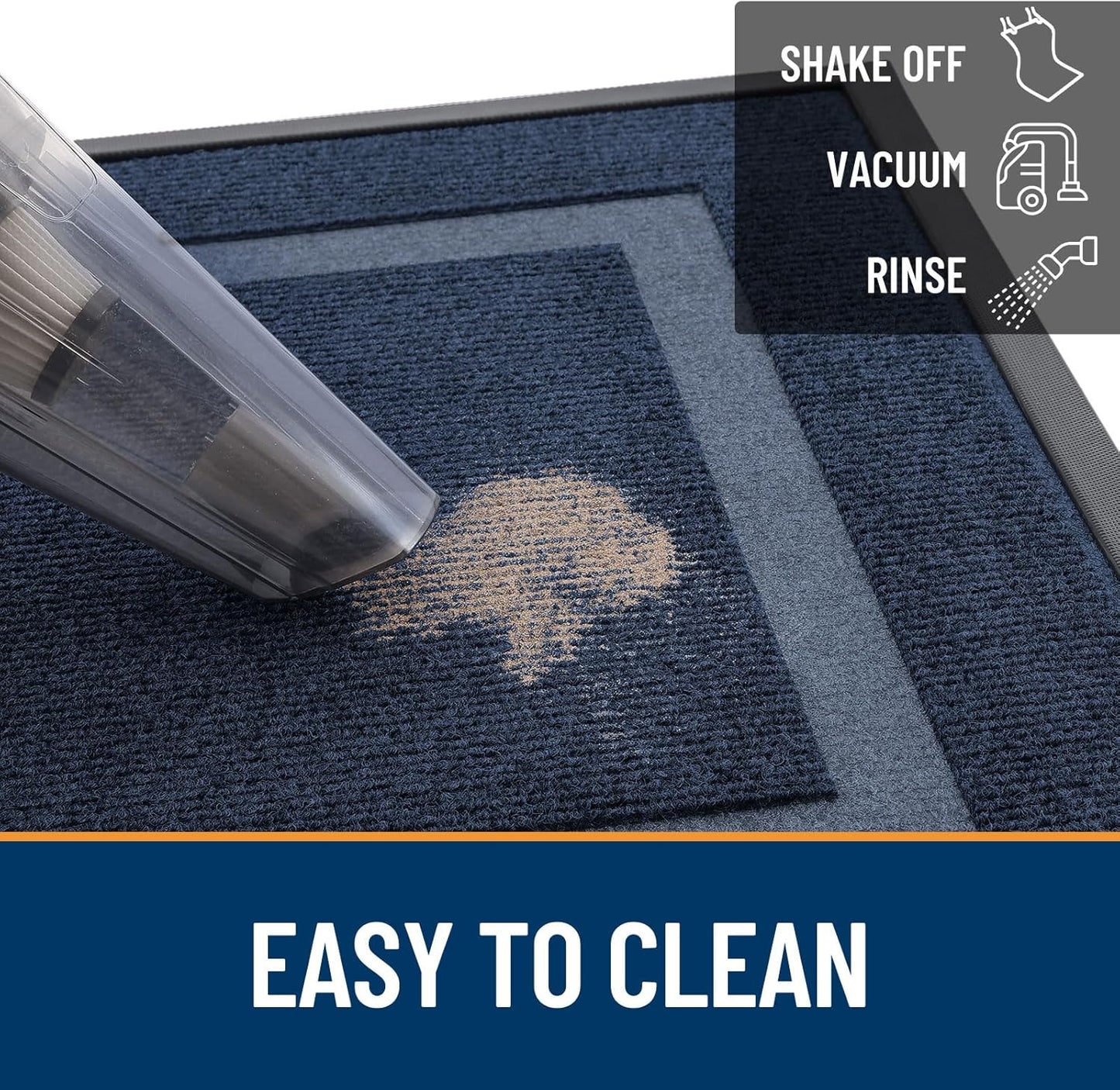 OLANLY Front Door Mat Indoor Outdoor Entrance, Waterproof All-Season, All-Weather Doormat, Sturdy Natural Rubber, Fade Resistant, Low Profile, Easy Clean Patio Porch Entryway Mat, 59x23, Blue