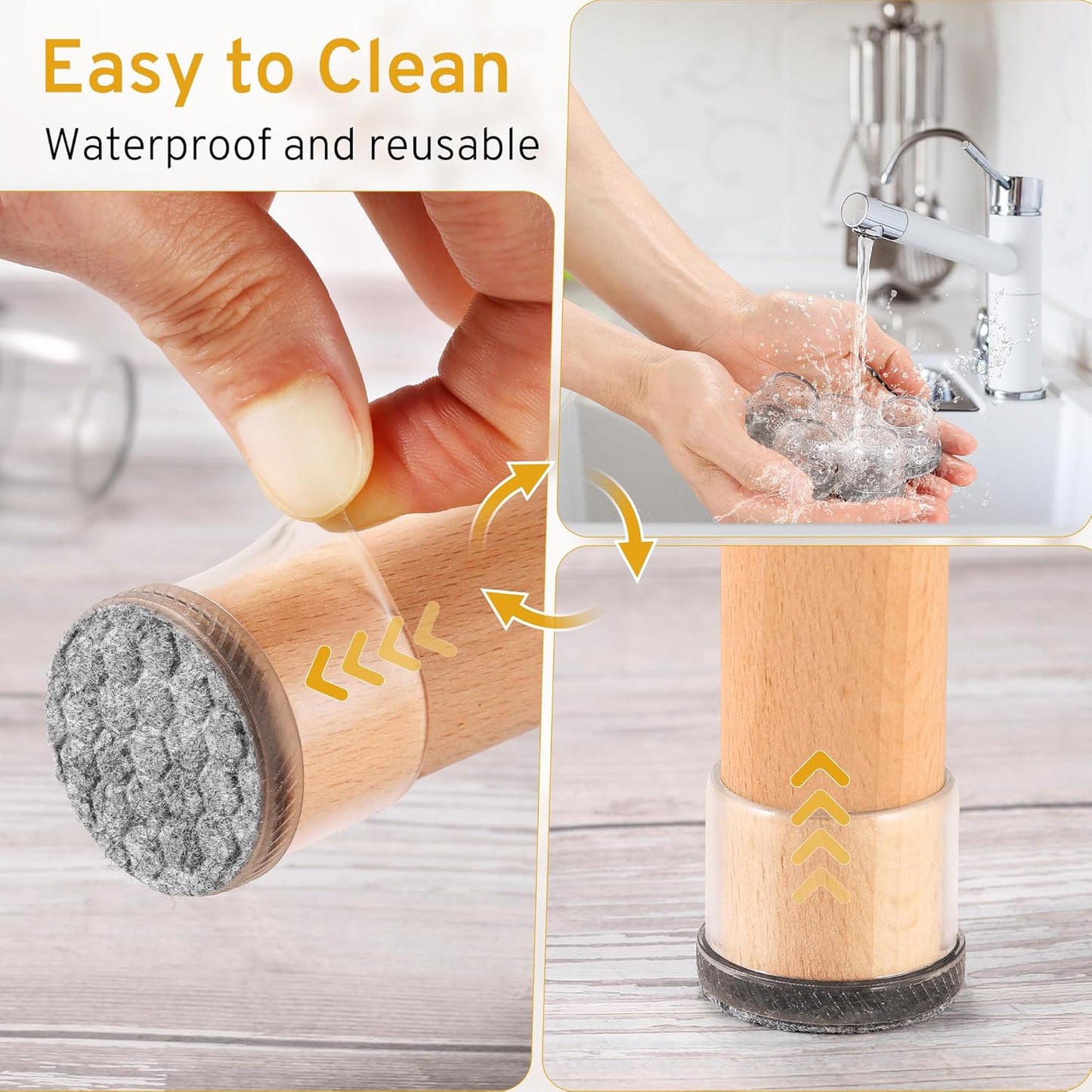 24PCS Extra Small Chair Leg Floor Protectors, Furniture Sliders, Chair Leg Protectors for Hardwood Floors, Non-Slip Felt Furniture Pads, Round Silicone Cap Covers to Protect Floors(Fit 0.5" - 0.75")