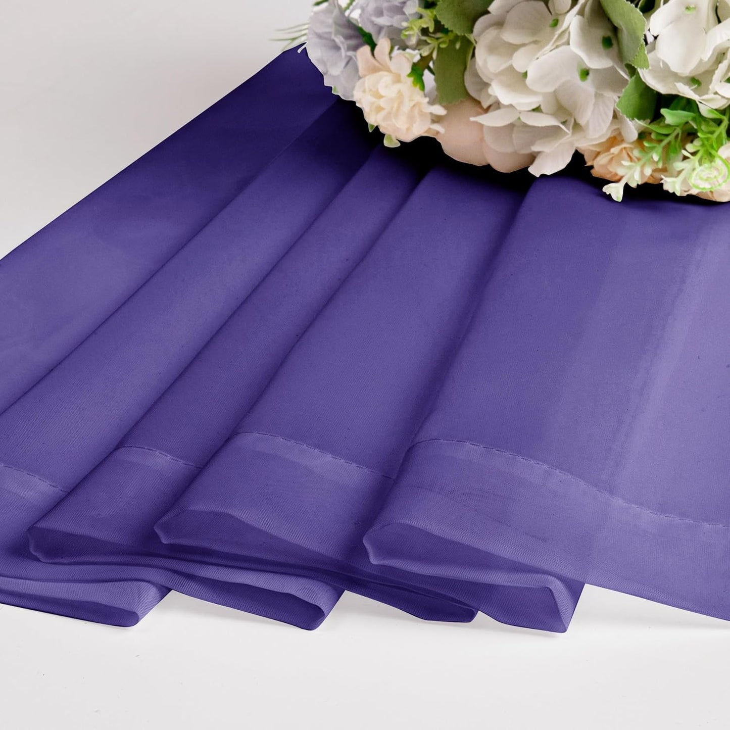 Chyhomenyc Sheer Valances for Windows 2 Pack, Small Window Curtains for Living Room Bathroom Cafe Laundry Basement, Modern Top Dual Rod Pocket Voile Curtain, 42W x 18L inches, Purple