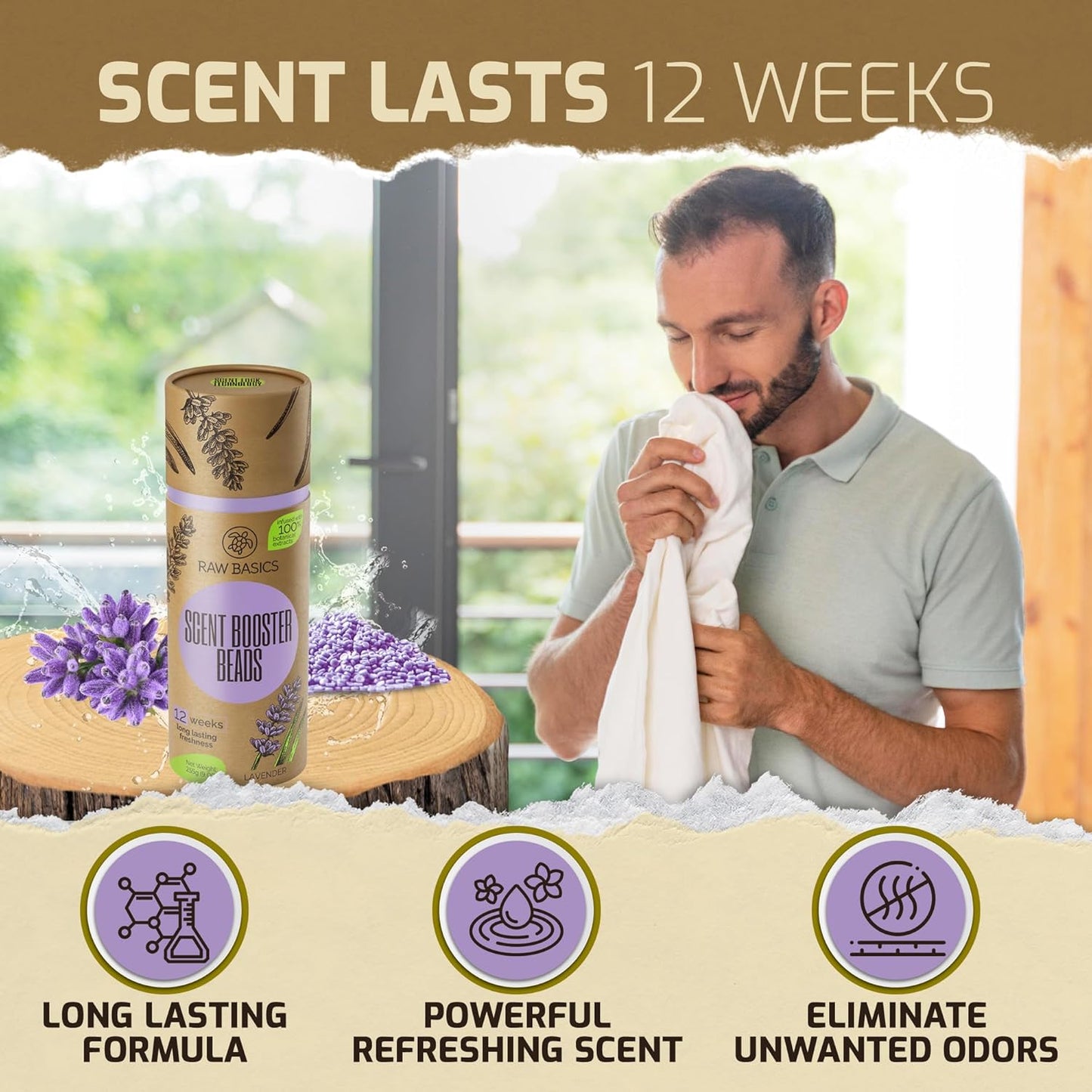 Scent Boosters for Washer, Lavender Aroma - Bulk Laundry Booster Beads and Fabric Smell Deodorizer - In Wash Odor Eliminator Pods for Fresh Scented Clothes