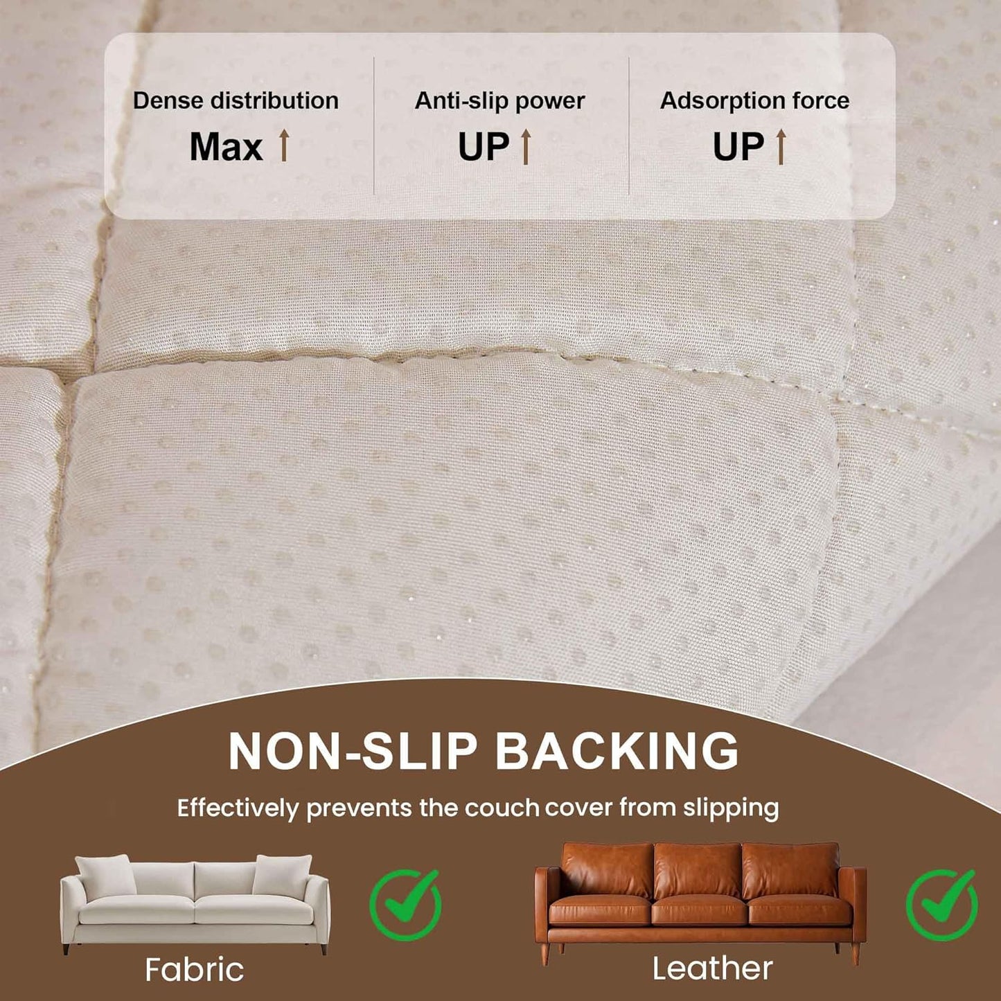 OTOB All Seasons Sofa Covers for 3 Cushion Couch Washable, Fuzzy Non Slip Kids & Pet Friendly Couch Cover Furniture Protector, Soft Plush Sofa Slipcovers Dog Bed Mats (Cream, 31.5" x 70.9'')