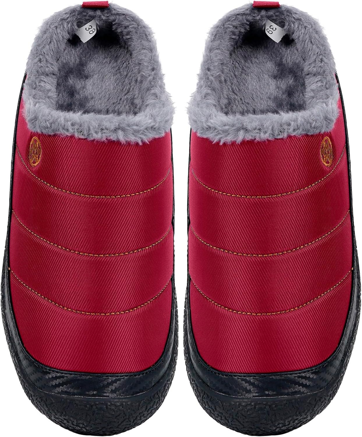 Womens Mens House Slippers Slip on Snow Winter Warm Fully Fur Lined Slippers Indoor Outdoor Shoes