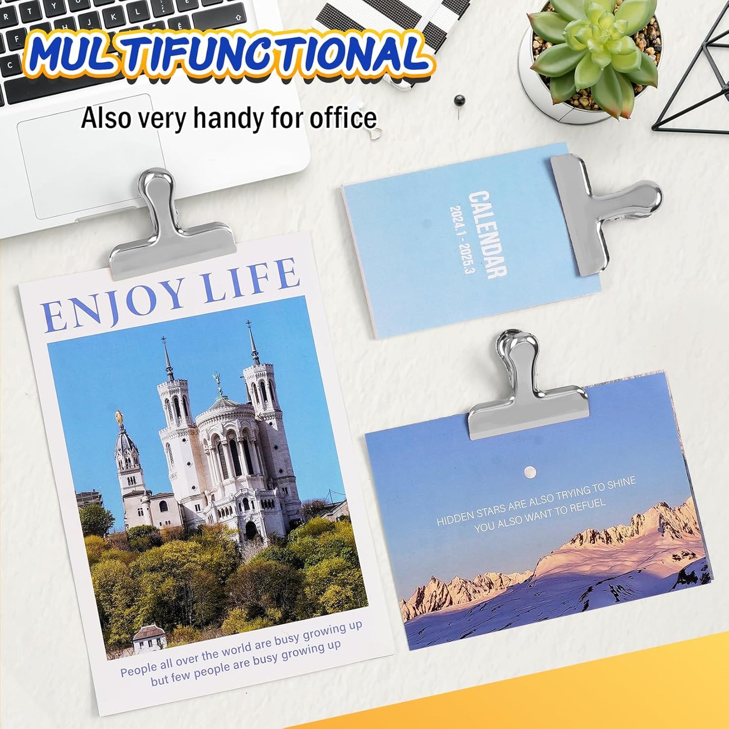 VNDUEEY 12 Pack Stainless Steel Chip Clips, Bag Clips for Food, Heavy Duty Snack Clip Metal Clip to Seal Coffee Bags, Ideal for Office and Kitchen Use, Binder Clip Large - 3 Inches, Silver