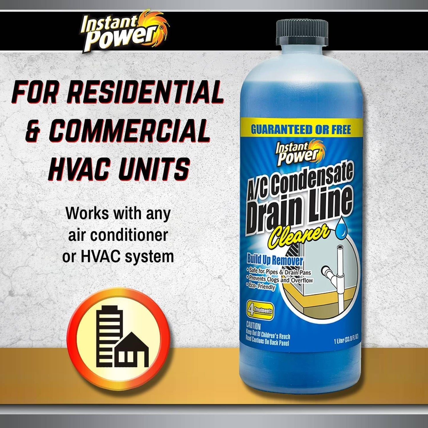 Instant Power A/C Condensate Drain Line Cleaner - AC & HVAC Unclogger for Air Conditioner Drain Lines, Prevents Odors & Water Damage, Safe for Pipes & Septic Systems - 32 oz (Pack of 1)