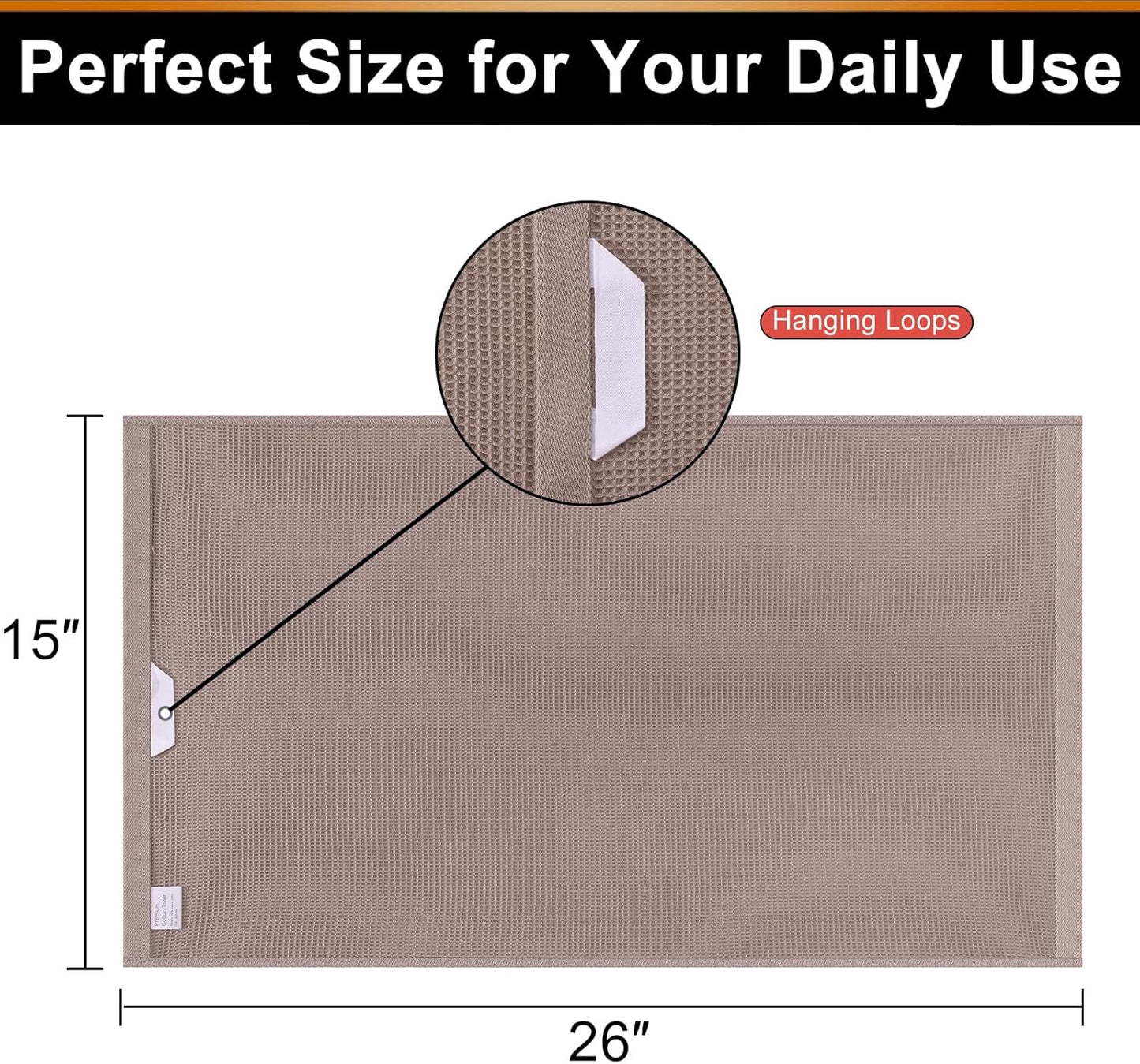 Homaxy 100% Cotton Waffle Weave Kitchen Towels - 4 Pack Soft and Absorbent Dish Towels - 16 x 26 Inches Quick Dry Hand Towels - Brown