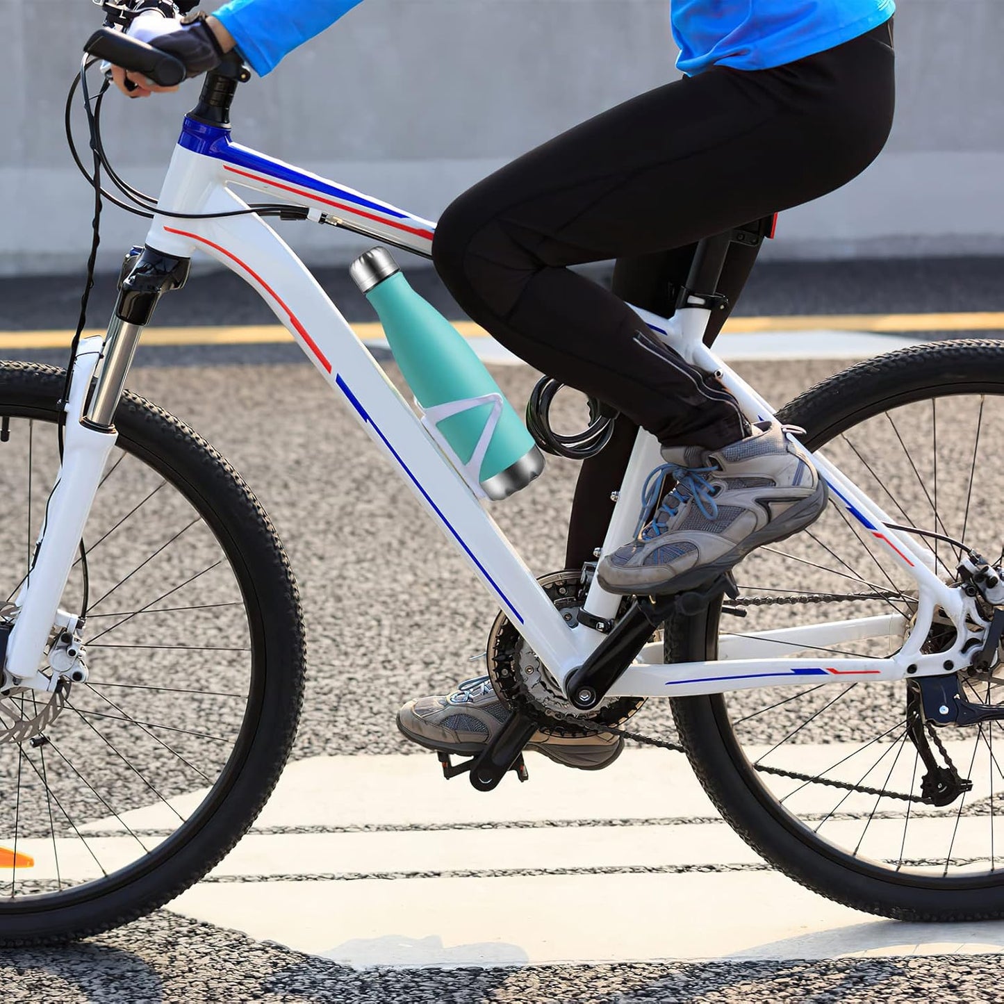 MEWAY 17oz Sport Water Bottle 8 Pack Vacuum Insulated Stainless Steel Leak-Proof Double Wall Cola Shape Water Bottle,Keep Drinks Hot & Cold (Light Blue,8 Pack)