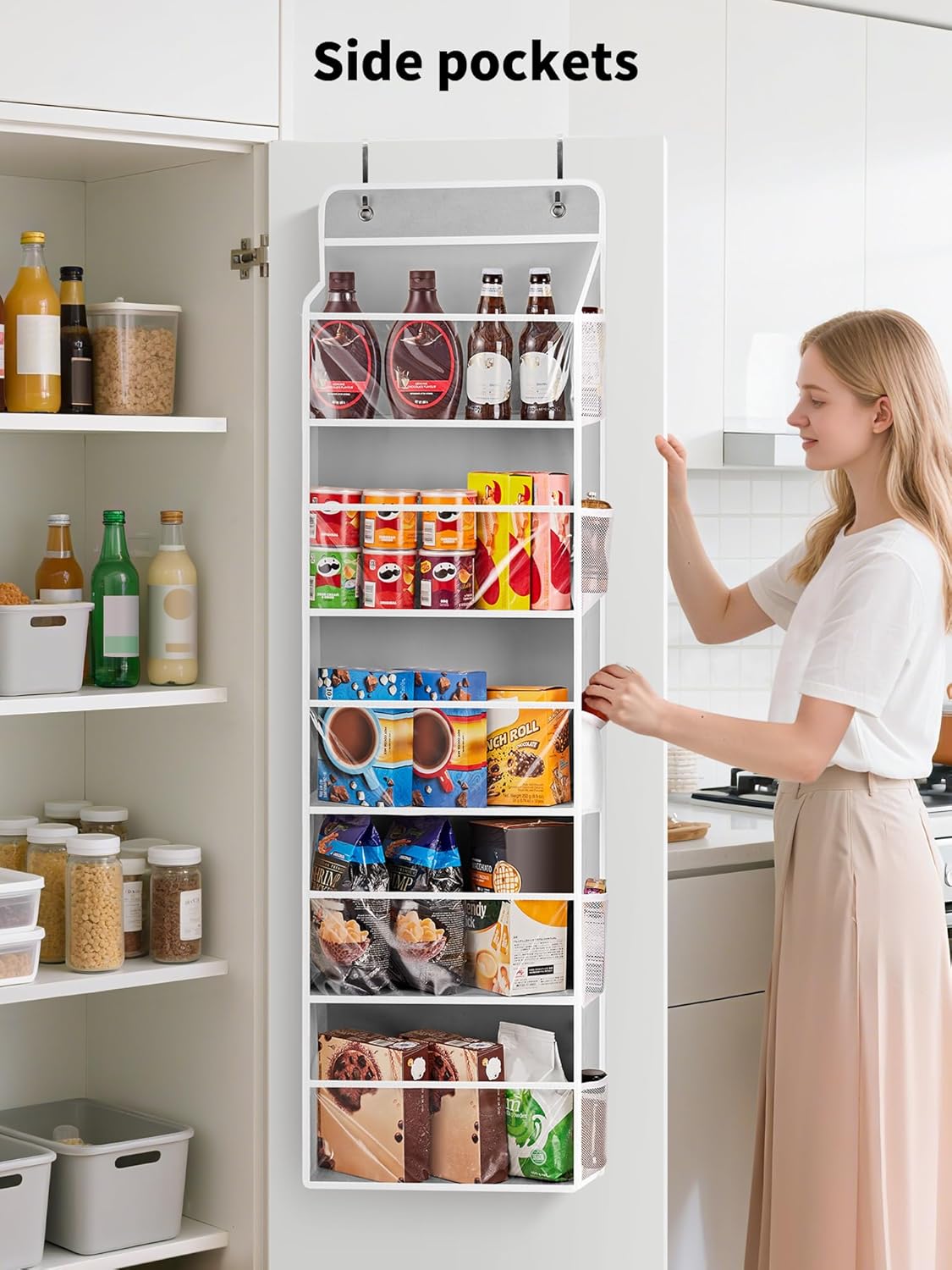 JARLINK Toy Stuffed Animal Storage, Over The Door Organizer W/Clear View Windows, 44lb Load, Baby Toy Storage Organizer for Nursery, Kid Bedroom, Newborn Baby Essentials (Light Grey)