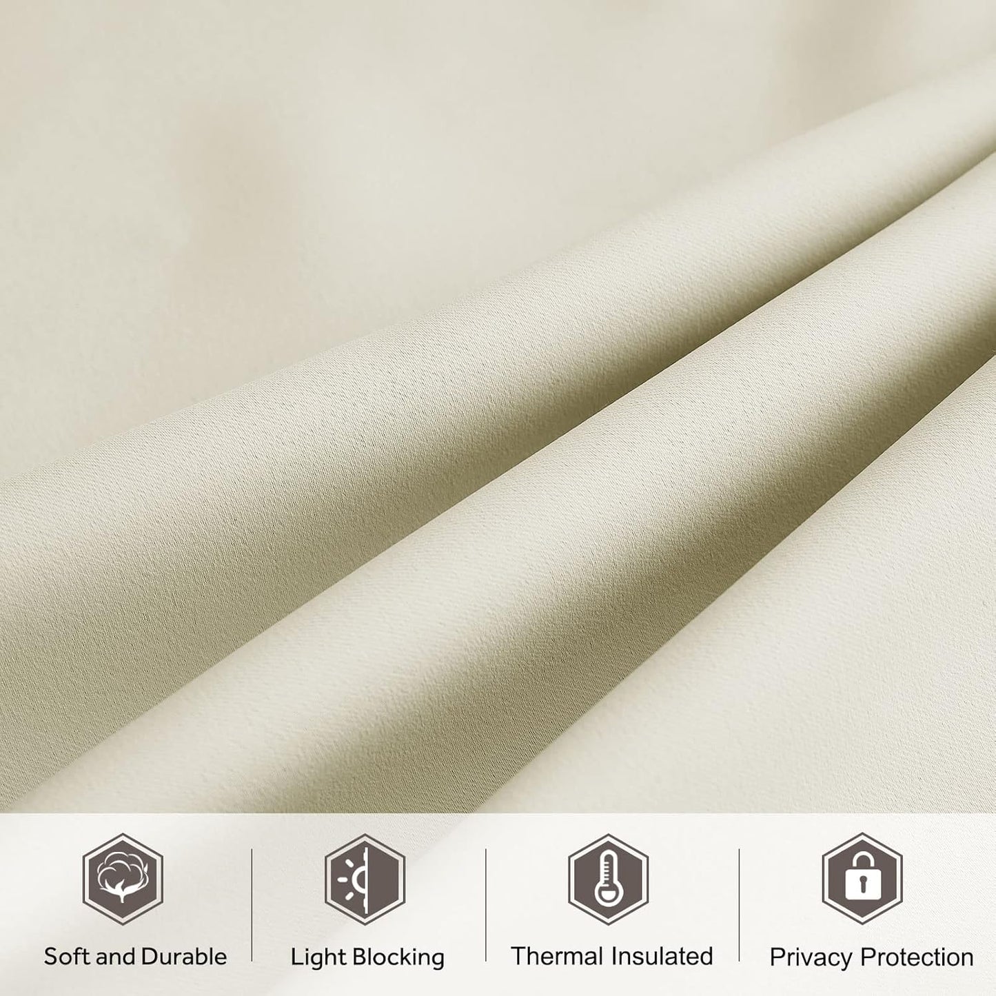 RYB HOME Bedroom Curtains 84 Inches Long Kids Curtains Blackout Window Drapes with Pom Pom Balls Lights & Heat Blocking Drapes for Girls Boys Kitchen Farmhouse, Beige, W52 x L84, Set of 2