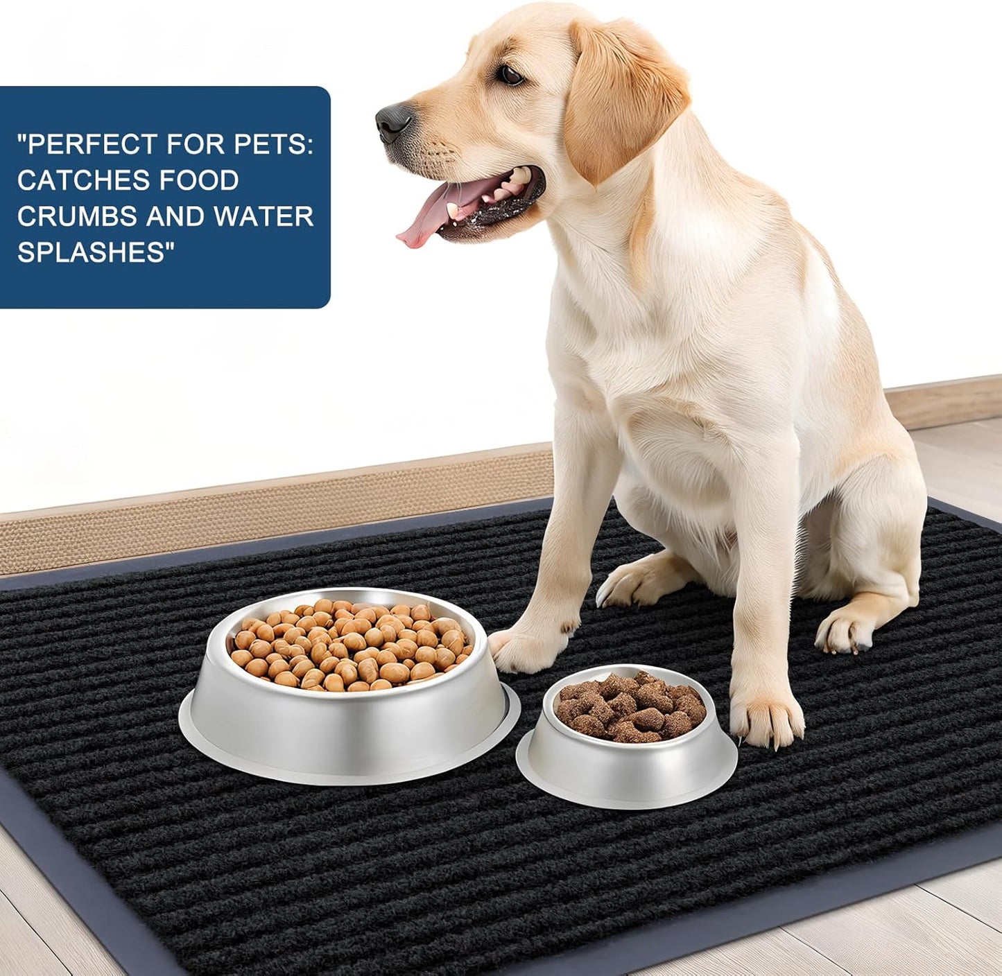 OLANLY Front Door Mat Indoor Outdoor Entrance, Waterproof Heavy Duty Doormat, Fade Resistant, Low Profile, Easy Clean Patio Porch Welcome Floor Mats for Entry, 59x35, Black