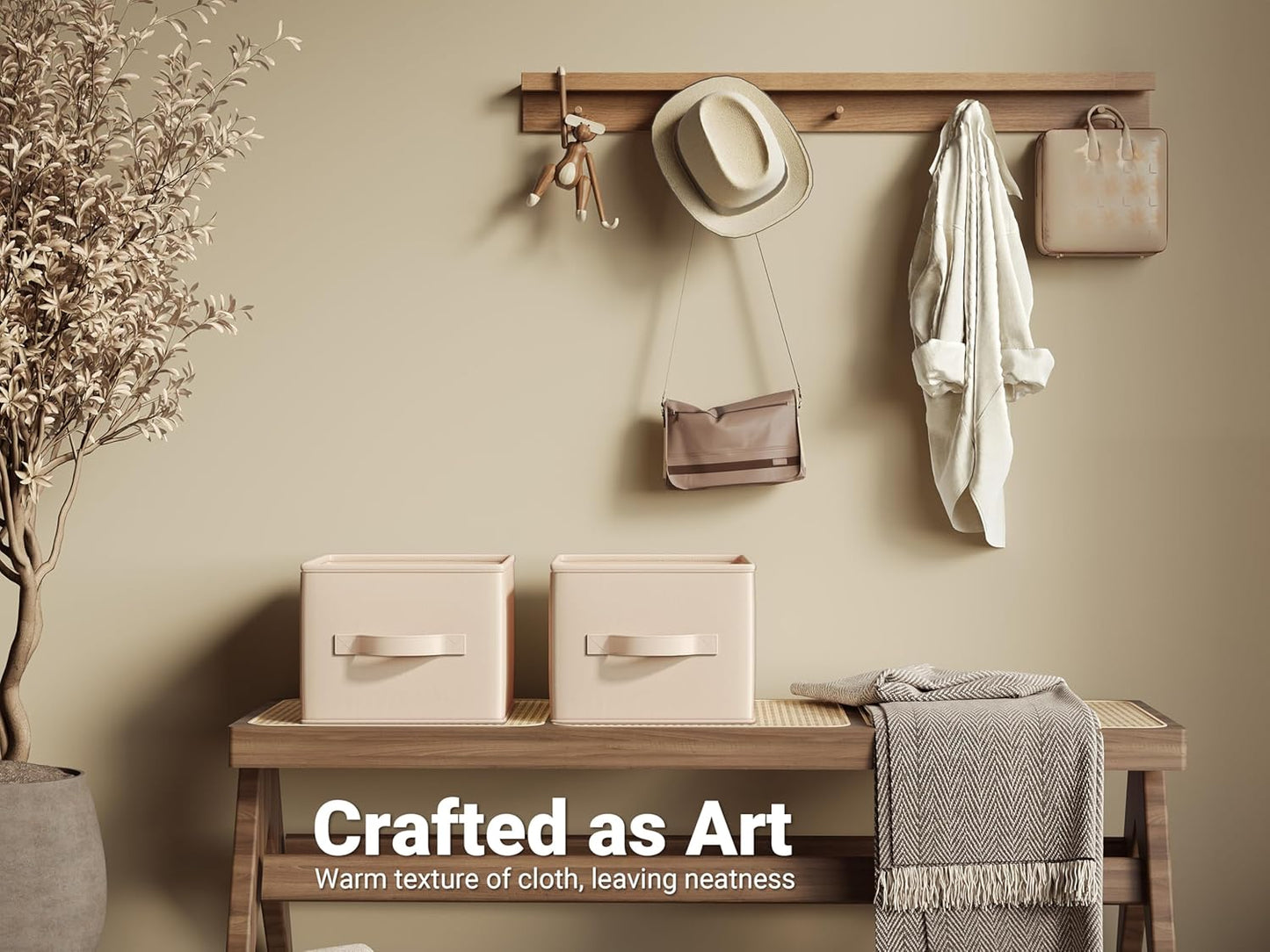 Storage Bins, Fabric Satin Storage Baskets for Shelves, 14.75"L*10.25"W*8.25"H Collapsible Storage Bins with Handles for clothes, Closet Baskets and Bins with Handles, Blush Pink, 3-Pack