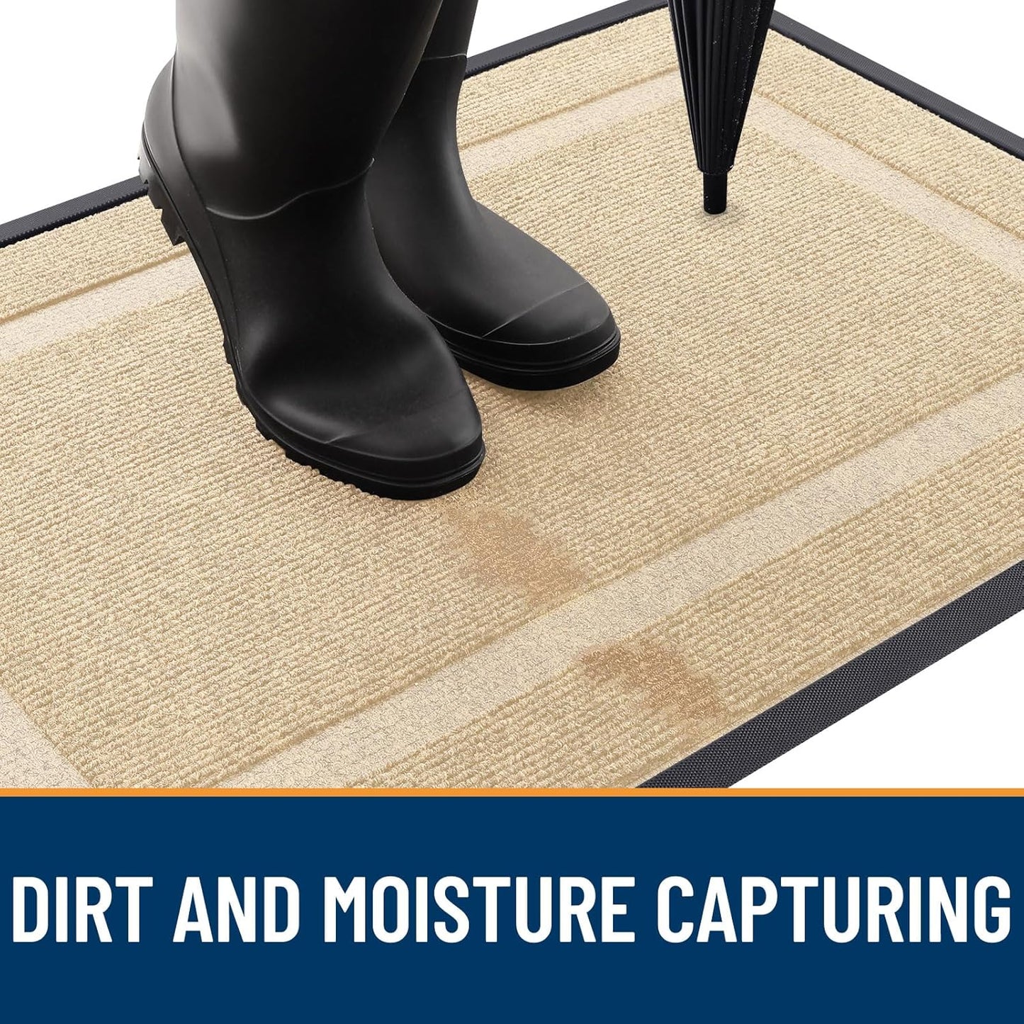 OLANLY Front Door Mat Indoor Outdoor Entrance, Waterproof All-Season, All-Weather Doormat, Sturdy Natural Rubber, Fade Resistant, Low Profile, Easy Clean Patio Porch Entryway Mat, 36x24, Beige