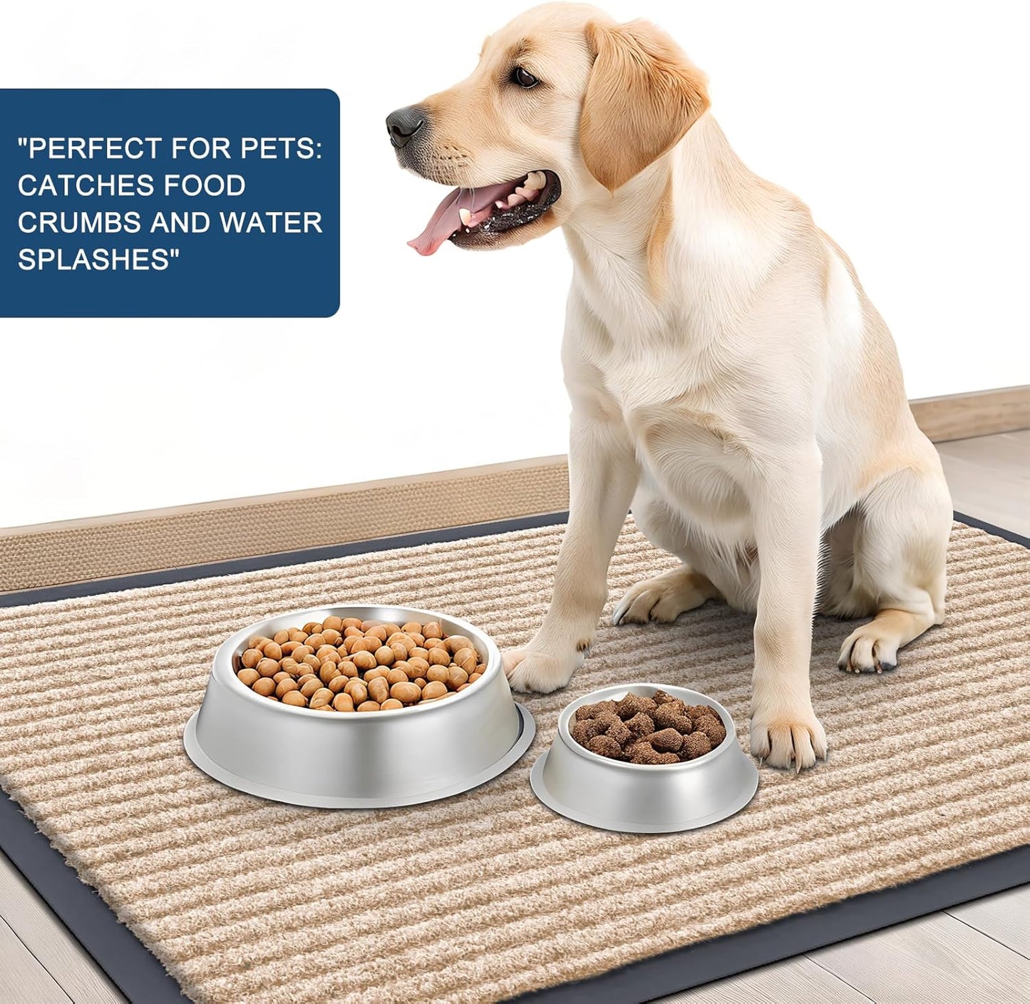 OLANLY Front Door Mat Indoor Outdoor Entrance, Waterproof Heavy Duty Doormat, Fade Resistant, Low Profile, Easy Clean Patio Porch Welcome Floor Mats for Entry, 59x23, Beige