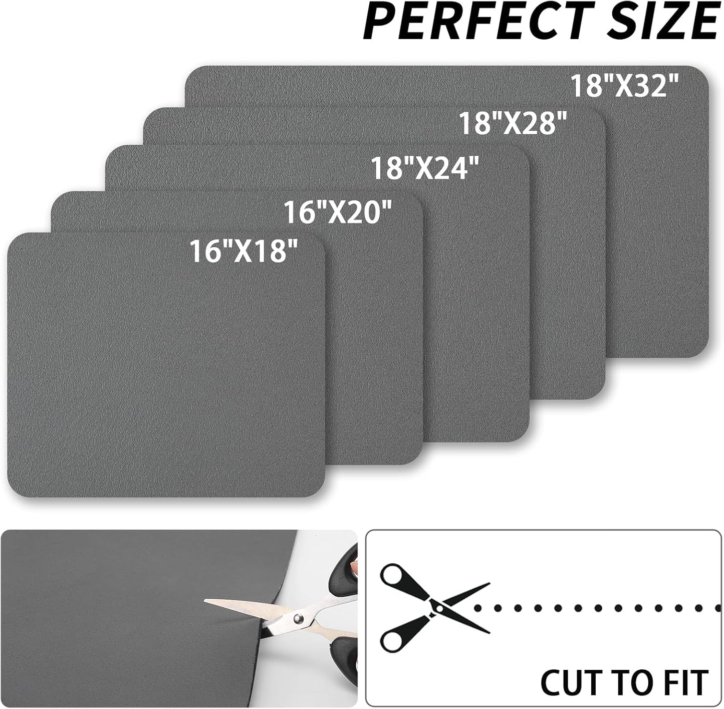 Dish Drying Mat for Kitchen Counter, Heat Resistant Drainer Mats with Non-slip Rubber Backed, Hide Stain Kitchen Super Absorbent Draining Mat, Easy to Clean Dish Rack Pad, Dark Grey 16"x18"