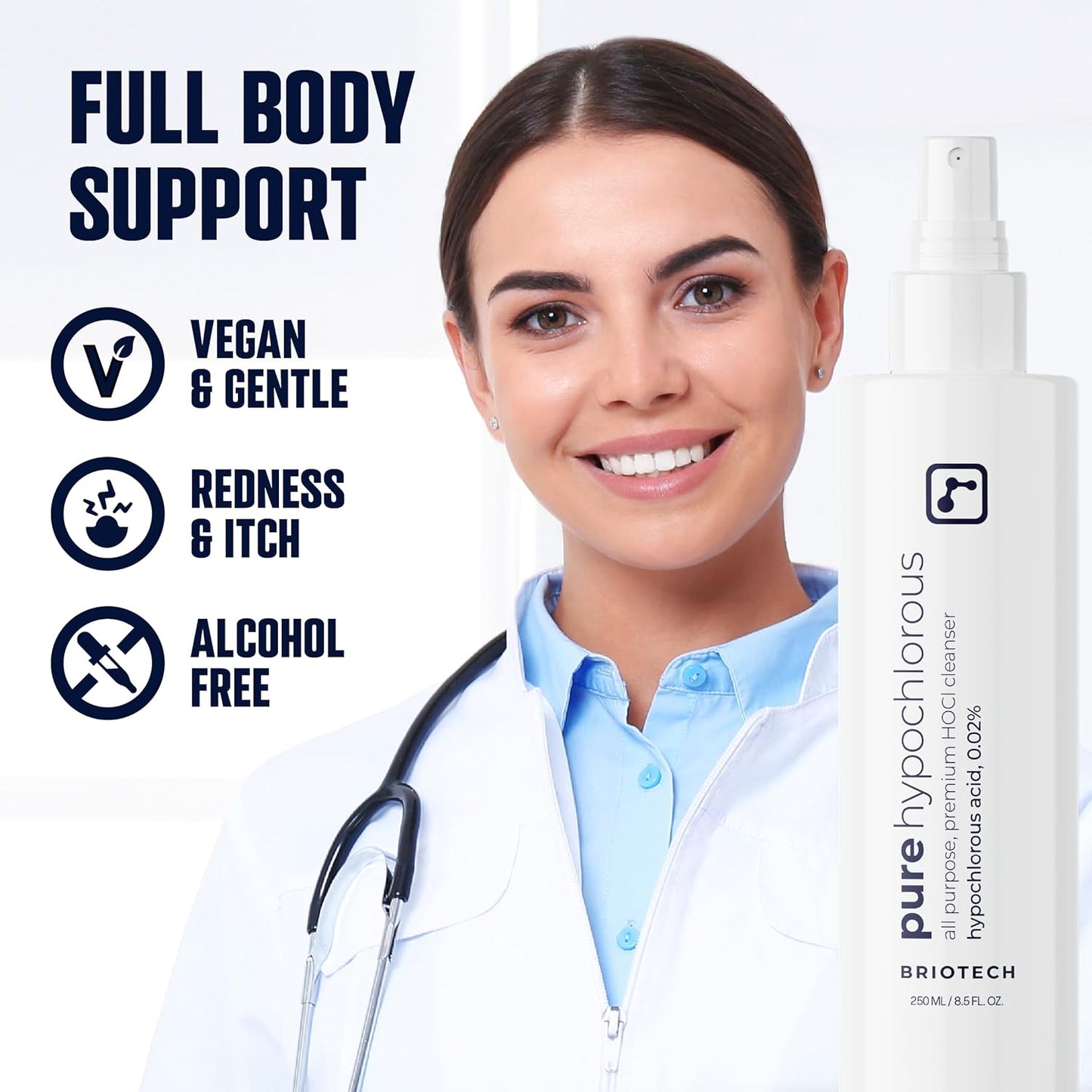 BRIOTECH Pure Hypochlorous Acid Spray and Cleanser, Original Premium HOCl Topical Solution, Multi-Purpose Cleaner, Family Approved & Pet Friendly, 4 fl oz