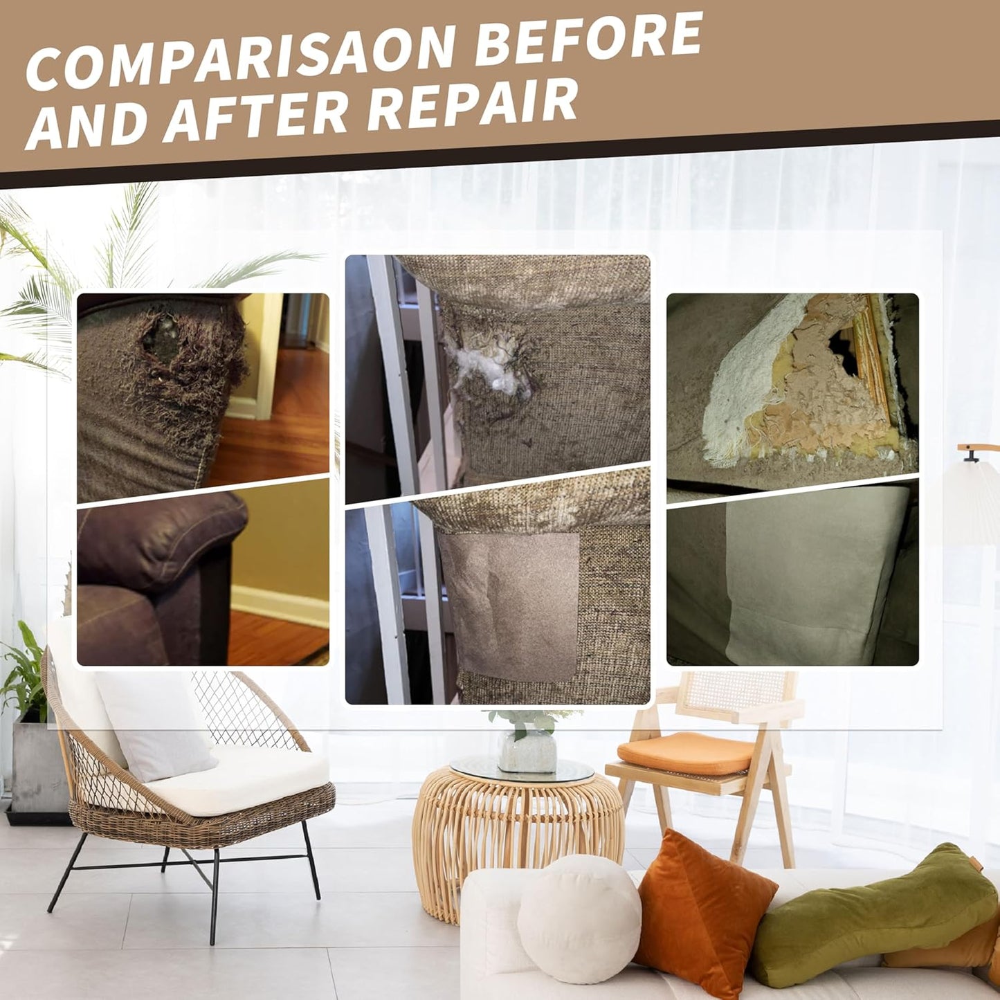 Azobur Sofa Fabric Repair Patch, Oversized Microfiber Patch,Self Adhesive Fabric Sofa Patch Repair Fabric,Super Cost-Effective Combination (Gray)