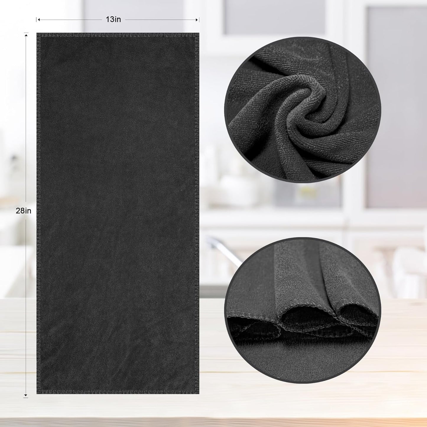 kimteny 13x28 Inches Kitchen Cloth Dish Towels, 400 GSM Premium Dishcloths, Super Absorbent Coral Velvet Microfiber Cleaning Cloths, Fast Drying Rags for Washing Dishes (8 Pack, Dark Grey)
