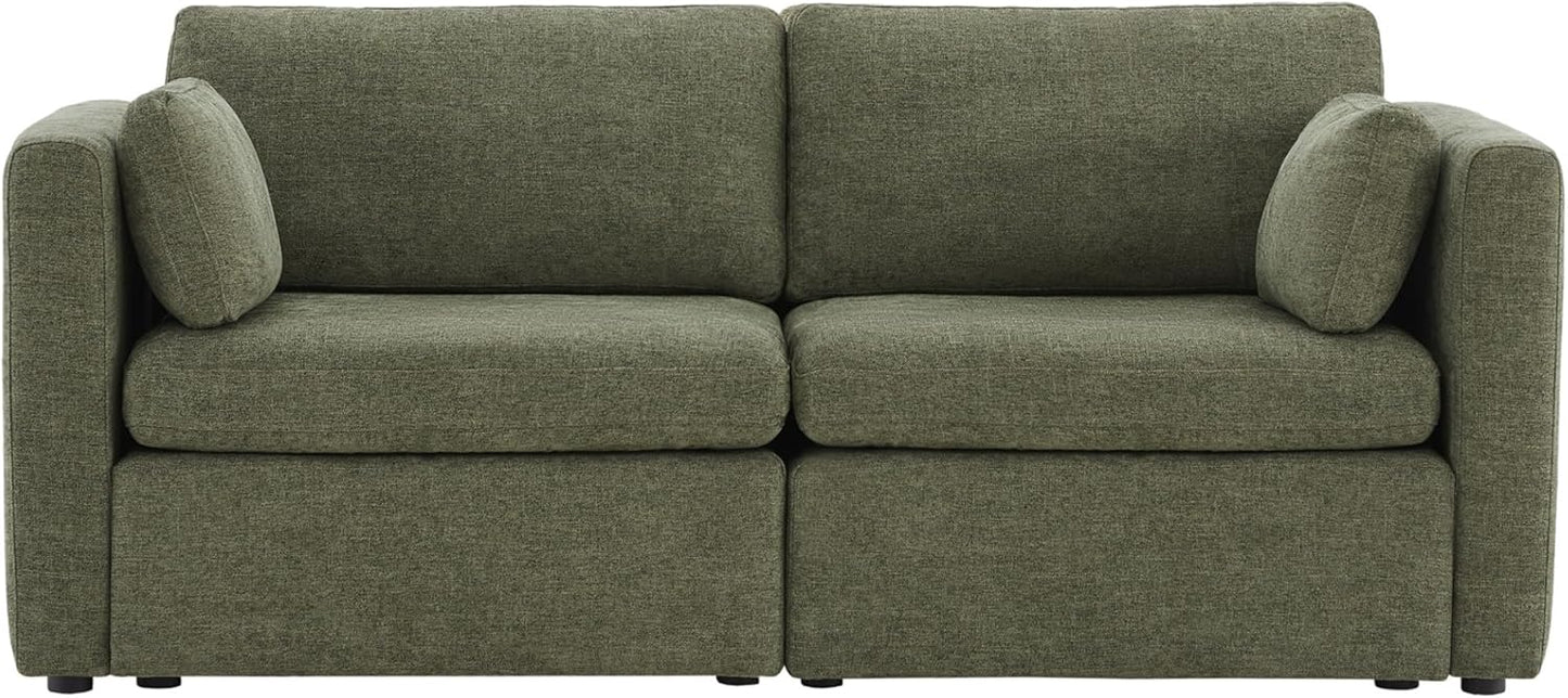 CHITA Small Modular Sectional Fabric Sofa Set, Extra Comfty Loveseat Cloud Couch, FSC Certified Modular Sectional Couch for Living Room, 78 inch Width,2 Seat Modular Sofa, Moss Green