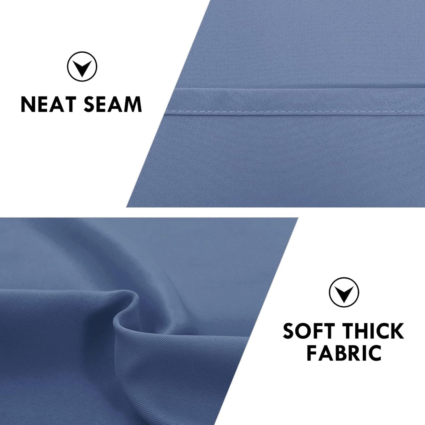 DWCN Blackout Curtains – Thermal Insulated, Energy Saving & Noise Reducing Bedroom and Living Room Curtains, Dusty Blue, W 52x L 63 Inch, Set of 2 Rod Pocket Curtain Panels