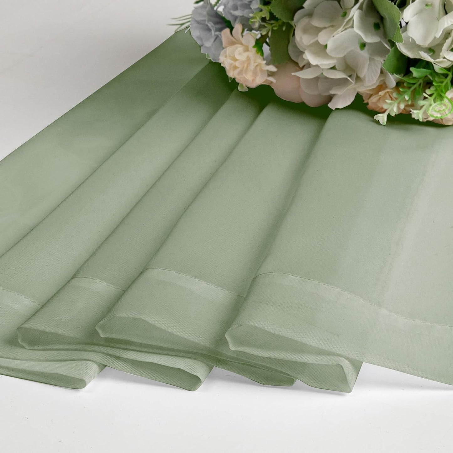 Chyhomenyc Sage Green Sheer Curtains 63 Inch Length 2 Panels, Light Filtering Airy Breathable Rod Pocket Voile Window Drapes for Bedroom Living Room, Each 42x63 Inch,Set of 2