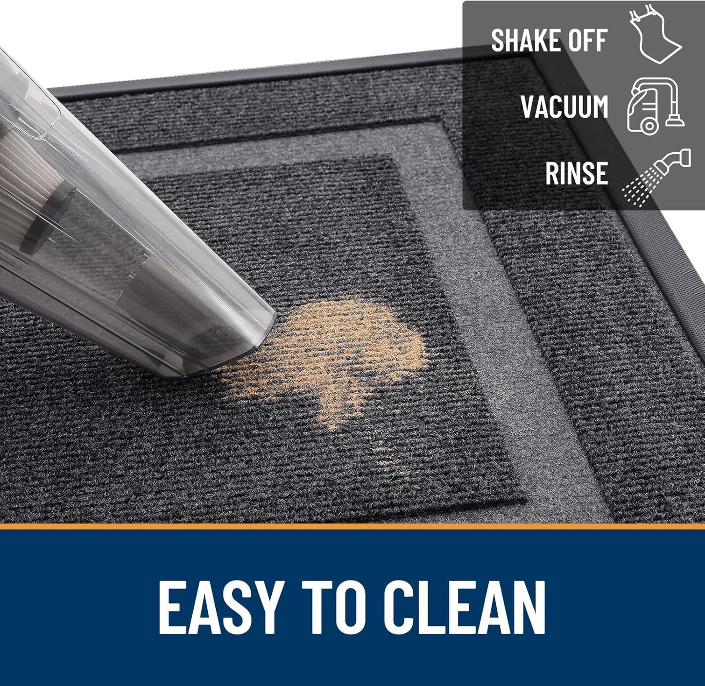 OLANLY Front Door Mat Indoor Outdoor Entrance, Waterproof All-Season, All-Weather Doormat, Sturdy Natural Rubber, Fade Resistant, Low Profile, Easy Clean Patio Porch Entryway Mat, 59x23, Grey