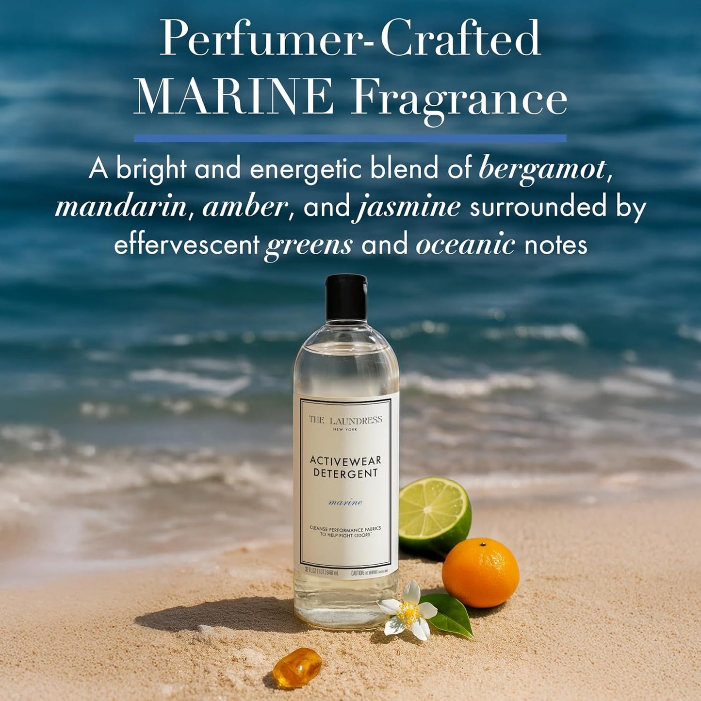 The Laundress Activewear Laundry Detergent, 32 Oz, Marine Fragrance, 4-in-1 Enzyme Blend for Workout Performance Fabrics, Fights Sweat Odors & Stains, USDA Certified Biobased Product (90%)