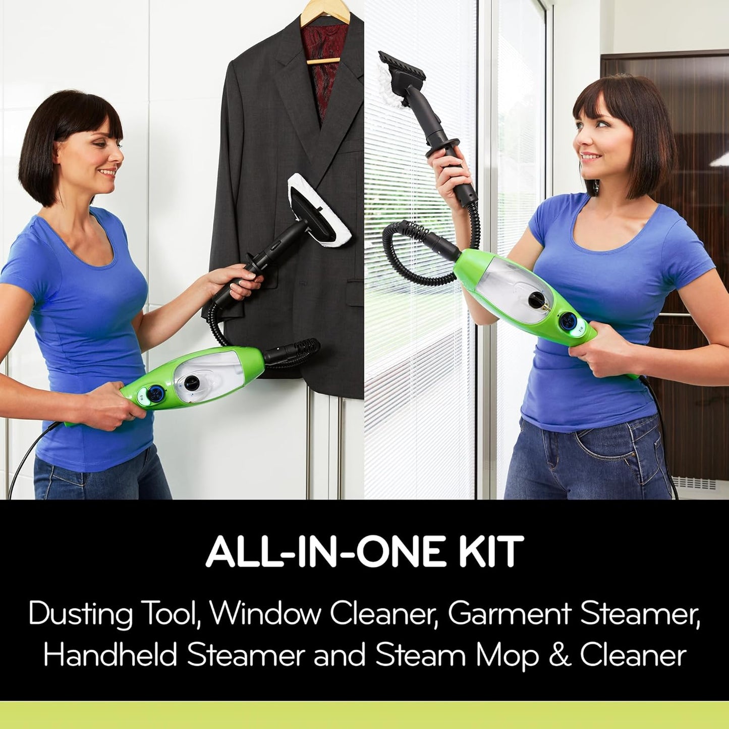 H2O X5 5-in-1 Multi-Purpose Steam Mop, Handheld Steam Cleaner, Adjustable Height, Removable Tank, Large Capacity, Rapid Heat Up, Steam Control, Lightweight, High Pressure
