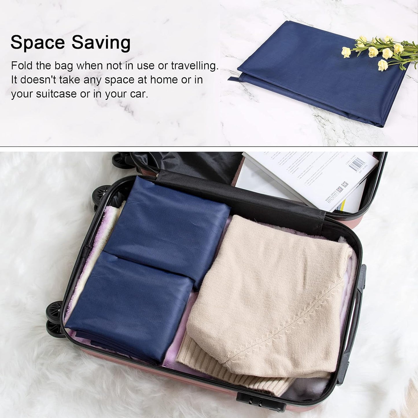 Polecasa Heavy Duty Large Laundry Bag with 130gsm Tear Resistant Fabric and Handles, Easy to Carry Dirty Clothes Drawstring Bag,Perfect for College Dorm, Travel, 2 Pack 28”x36”, Navy