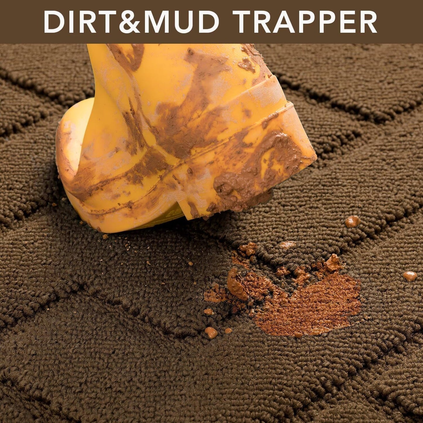 hicorfe Front Door Mat Outside Entrance,32"x40" Absorbent Muddy Dirt Resist Welcome Door Mats Outdoor Indoor,Stain and Fade Resistant,Non Slip Backing Entry Mat Doormat for Entryway(Dark Brown)