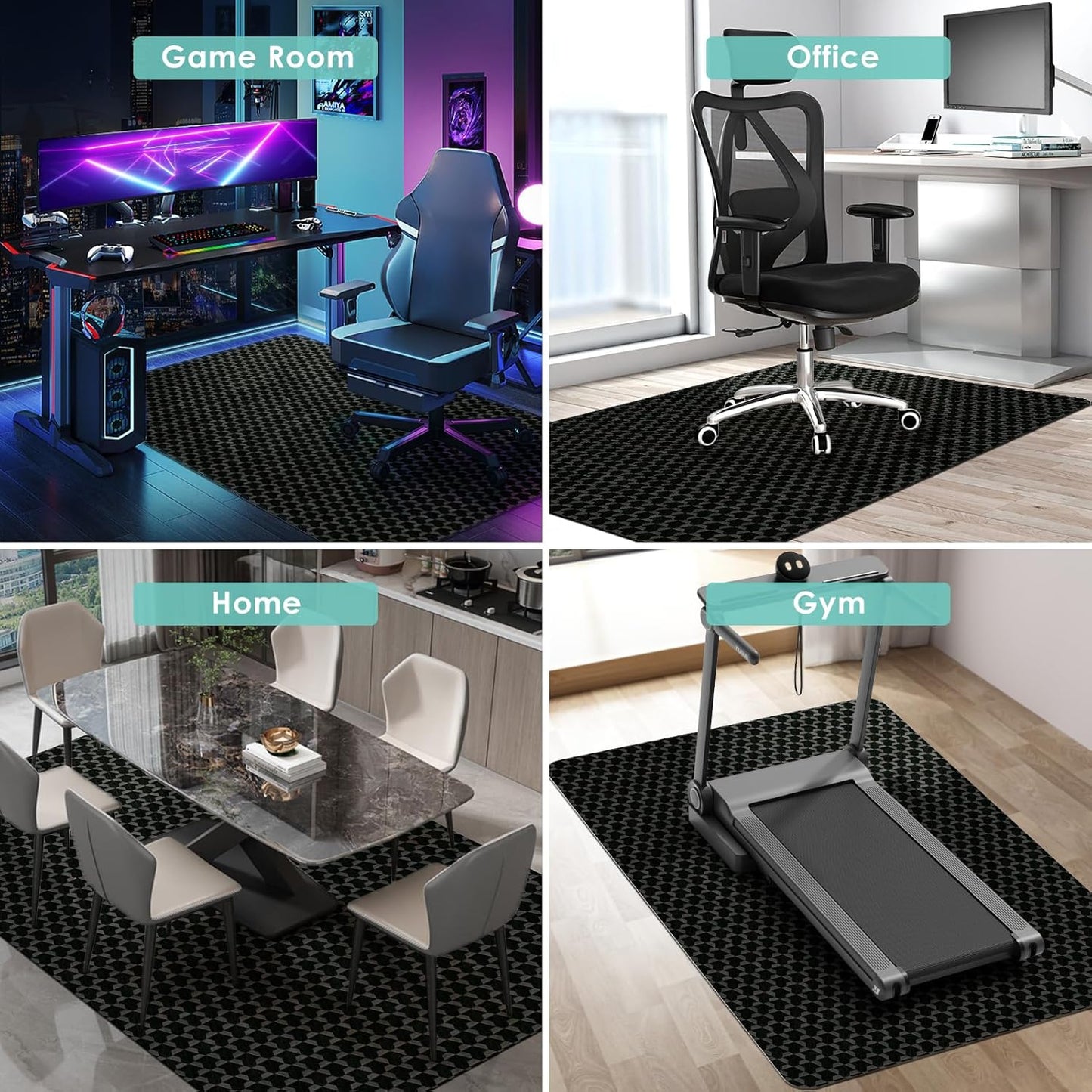 Vicwe Office Chair Mat for Hard Floor, 55"x36" Anti-Slip PVC Computer Chair Mats for Gaming, Easy Glide for Chairs, Multi-Purpose Floor Protector Desk Chair Mat for Home Office