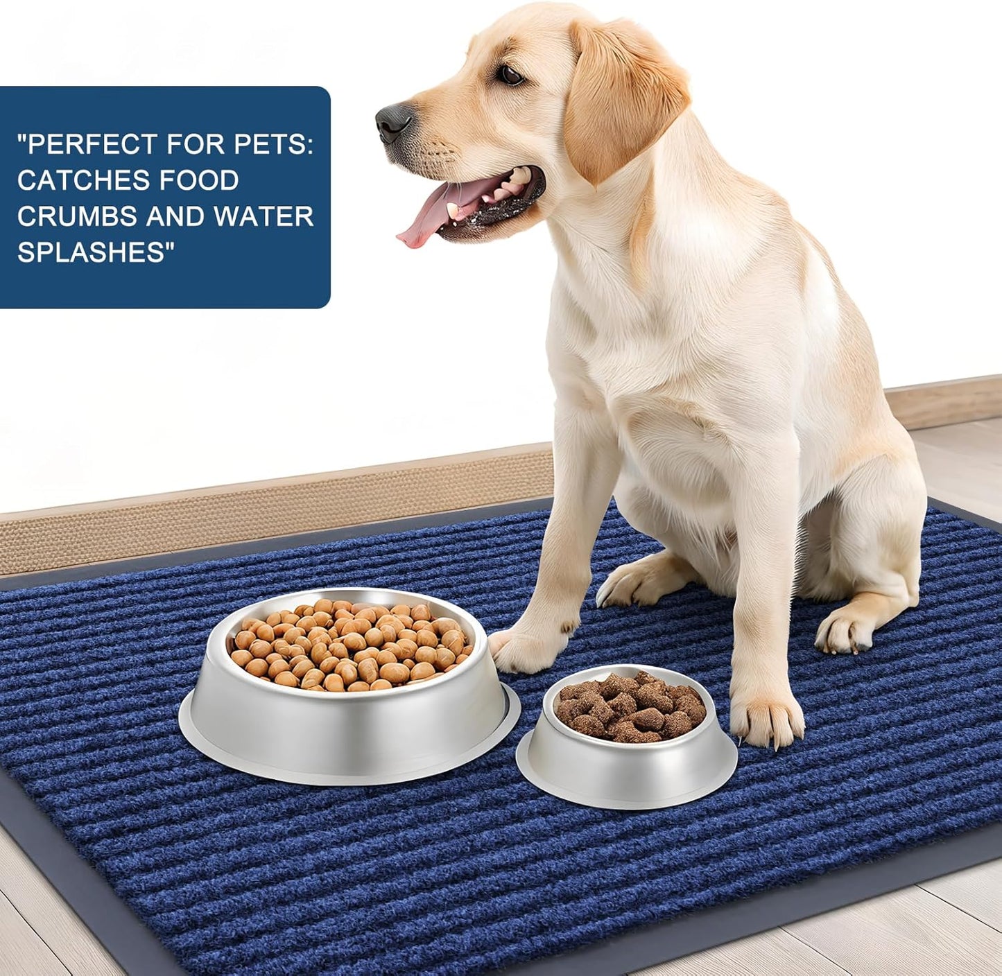 OLANLY Front Door Mat Indoor Outdoor Entrance, Waterproof Heavy Duty Doormat, Fade Resistant, Low Profile, Easy Clean Patio Porch Welcome Floor Mats for Entry, 47x23, Blue