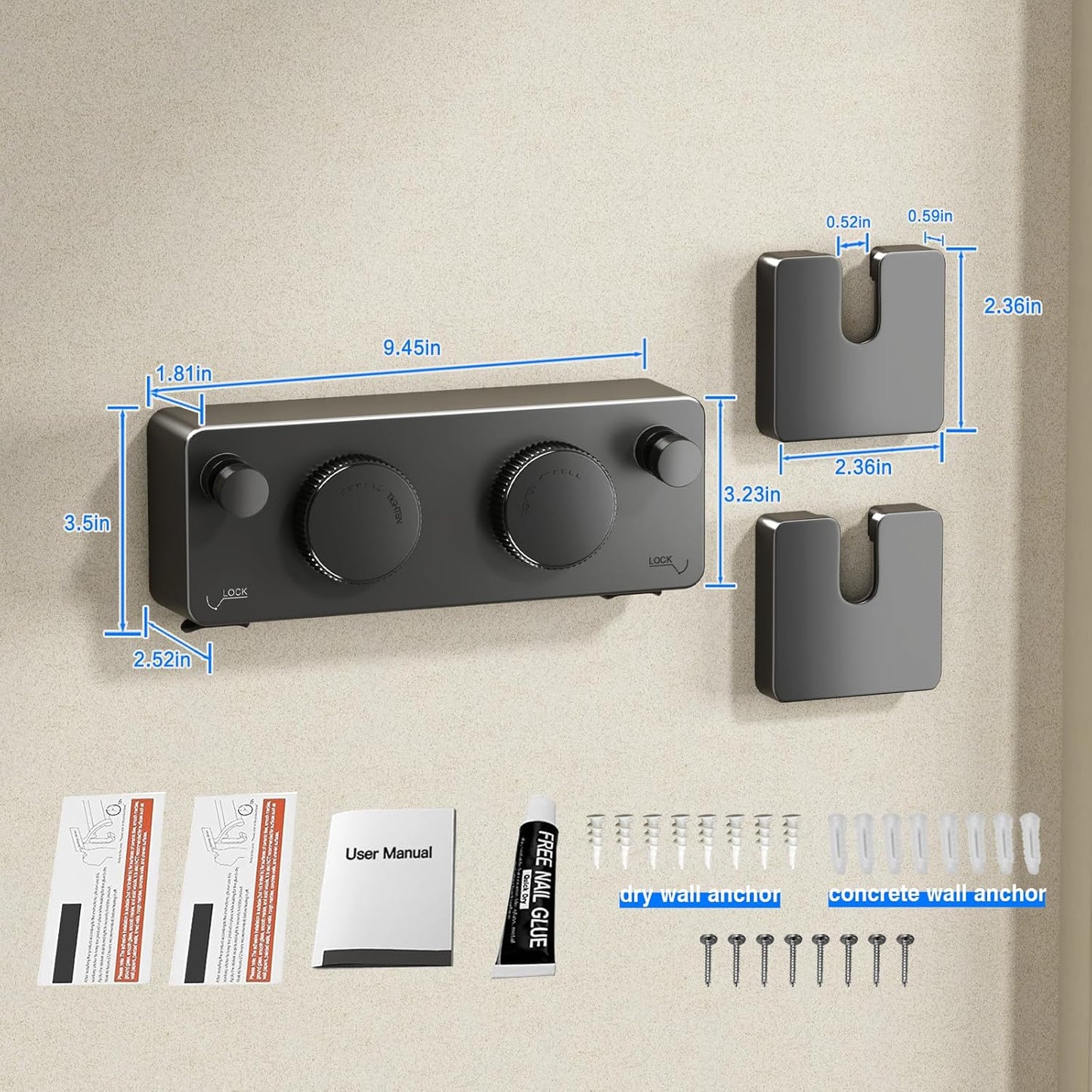 Retractable Twin Clothesline Indoor, Non-Sagging Outdoor Clothes Line Retracting Heavy Duty Clothes Drying Laundry Line Wall Mounted Stainless Steel Line-13.8Feets(Double Line-Black)