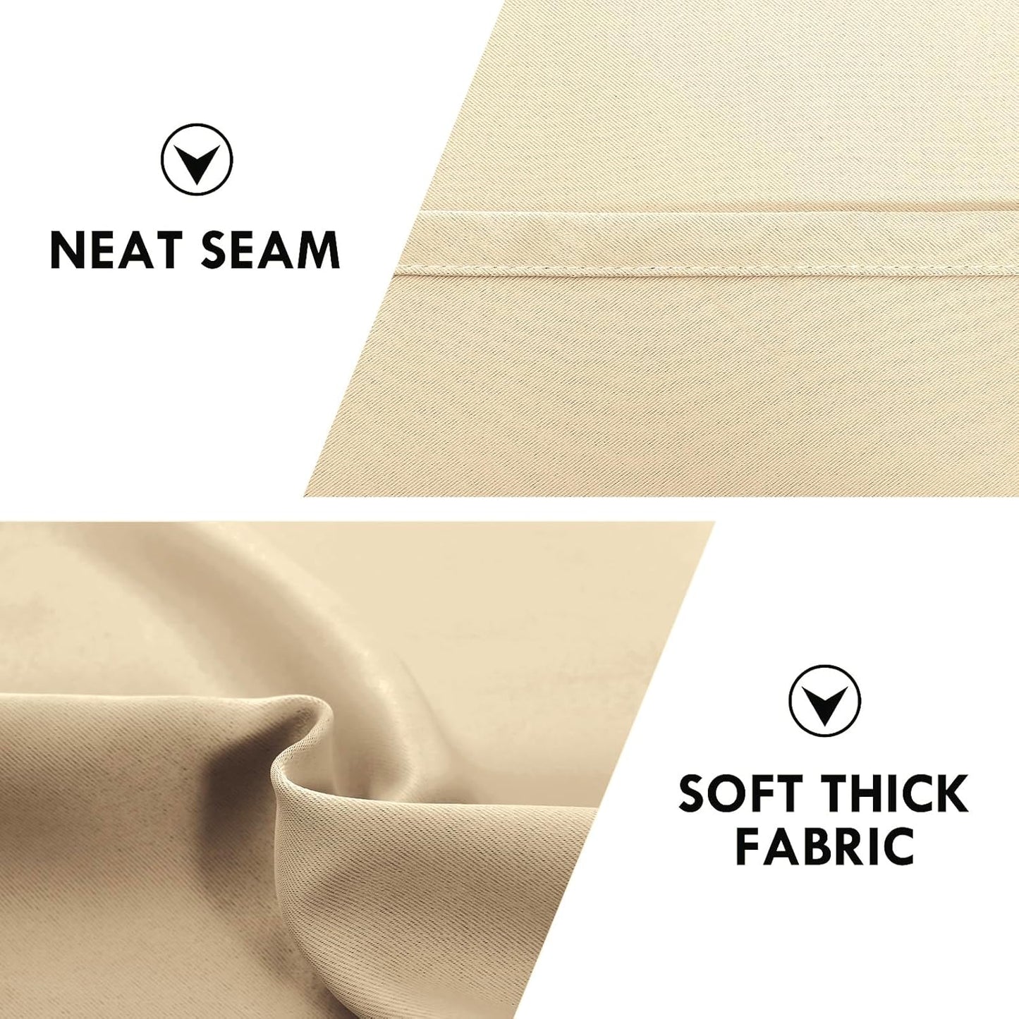 DWCN Blackout Curtains Room Darkening Thermal Insulated Bedroom Curtains Window Curtain Panels, 38 x 84 inches Long, Set of 2 Beige Rod Pocket Drapes