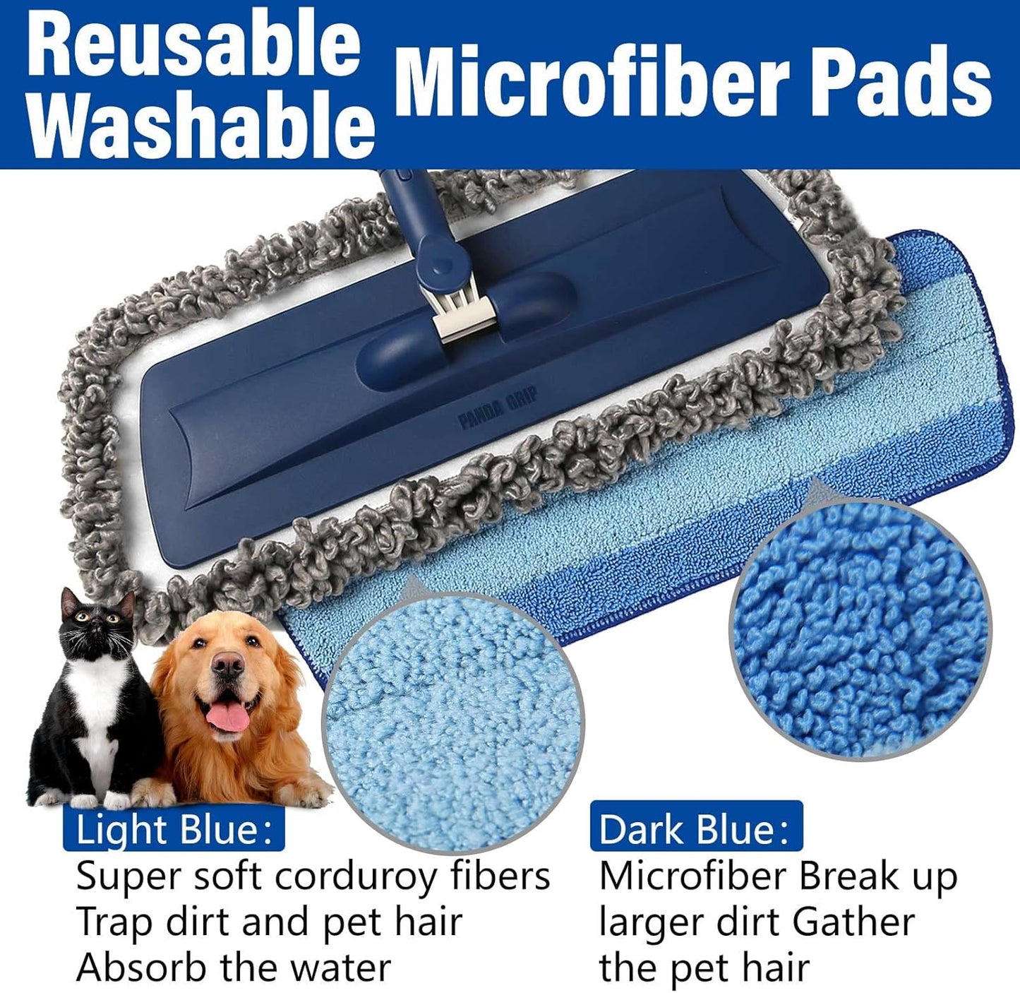 Mops for Floor Cleaning Wet Spray Mop with 14 oz Refillable Bottle and 3 Washable Microfiber Pads Home or Commercial Use Dry Wet Flat Mop for Hardwood Laminate Wood Ceramic