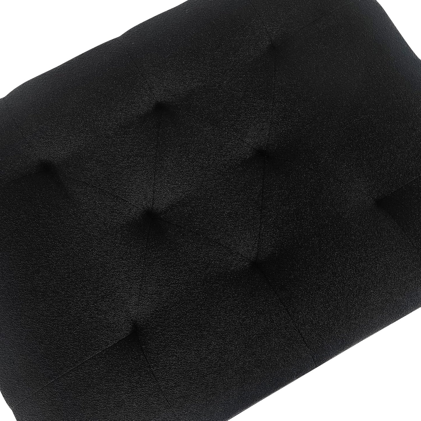 Joveco Storage Ottoman Bench, Rectangle 24″ Linen Foot Rest Stool Square Footstool for Living Room, Bedroom, Black