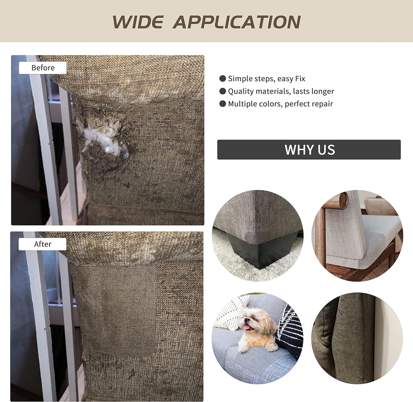 Coarse Linen Repair Patches, Self-Adhesive Linen Fabric Patches, 8X11 inch Extra Size, Multi Color, Can be Used for Linen Sofa Repair and Linen Clothes Repair(8" x 11",Dark Grey 1.0)