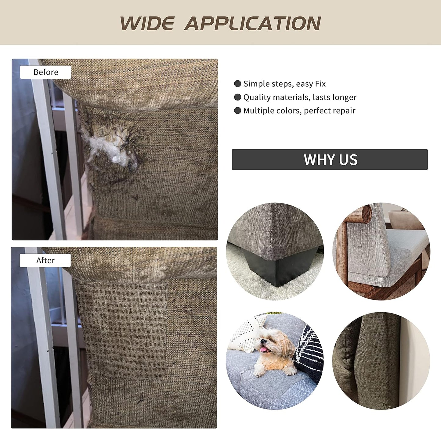 Fine Linen Repair Patches, Self-Adhesive Linen Fabric Patches, 8X11 inch Extra Size, Multi Color, Can be Used for Linen Sofa Repair and Linen Clothes Repair(8" x 11", Dark Blue 1.0)