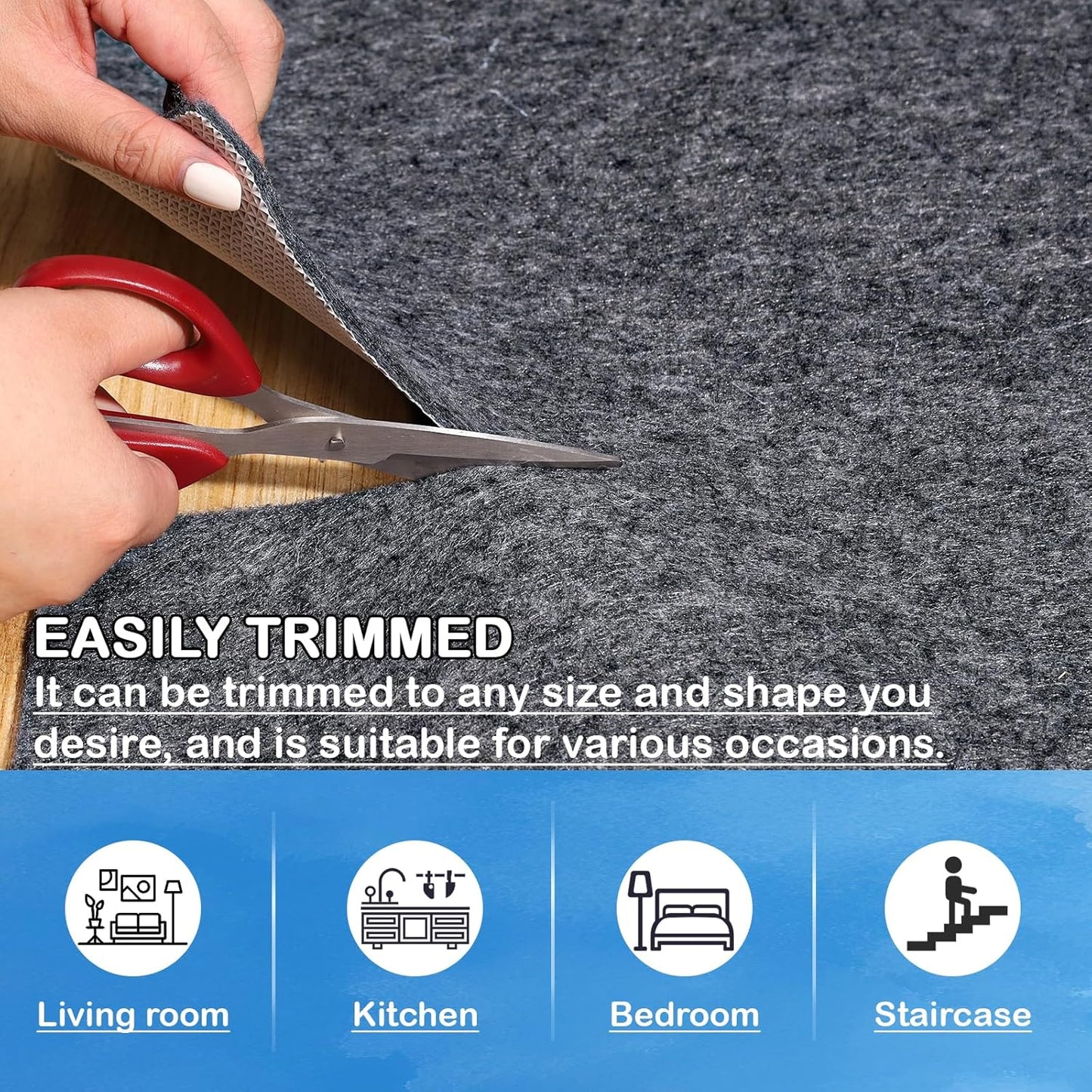 Non-Slip Rug Pads 4 x6 ft, 100% Waterproof Rugs Non Skid Rug Pad for All Floors and Finishes Durable Hardwood Floor Protective Felt Keeps Rugs in Place, Safe and Secure