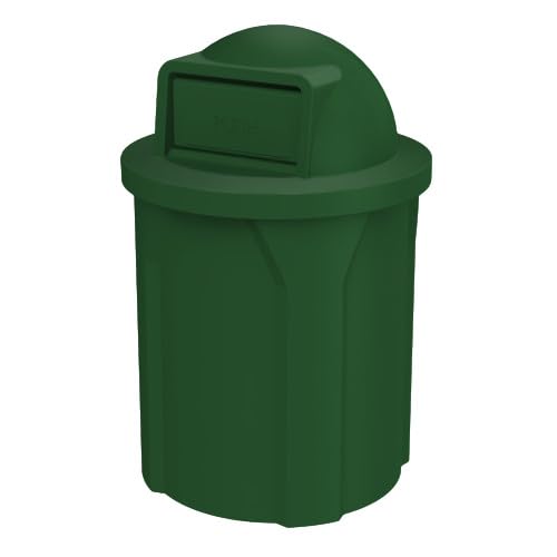 42 Gallon Circle 100% Recycled Plastic Heavy Duty Outdoor Commercial Trash Can with Push Open Dome Lid and Internal Liner | Great for Schools and Businesses - Green Granite
