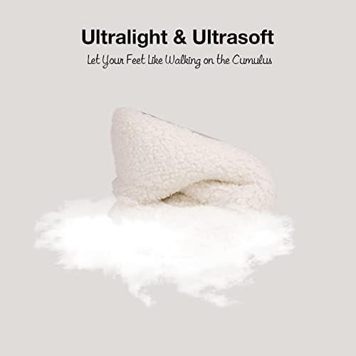 HomeTop Women's Fuzzy Curly Fur Memory Foam Loafer Slippers with Polar Fleece Lining