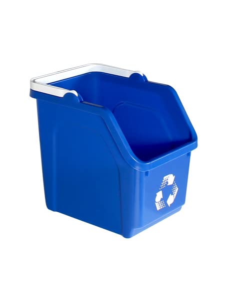6 Gallon Stackable Recycling Bins for Homes, Garages, Offices Made of 100% Recycled Plastic - (Blue, 20 Pack)