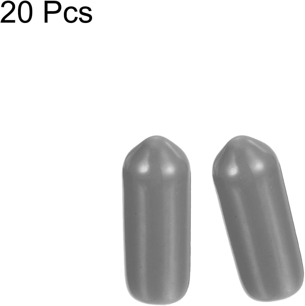 uxcell 20pcs Rubber End Caps Protective Caps 4.5mm ID Vinyl PVC Round Tube Bolt Cap Cover Screw Thread Protectors, Light Grey